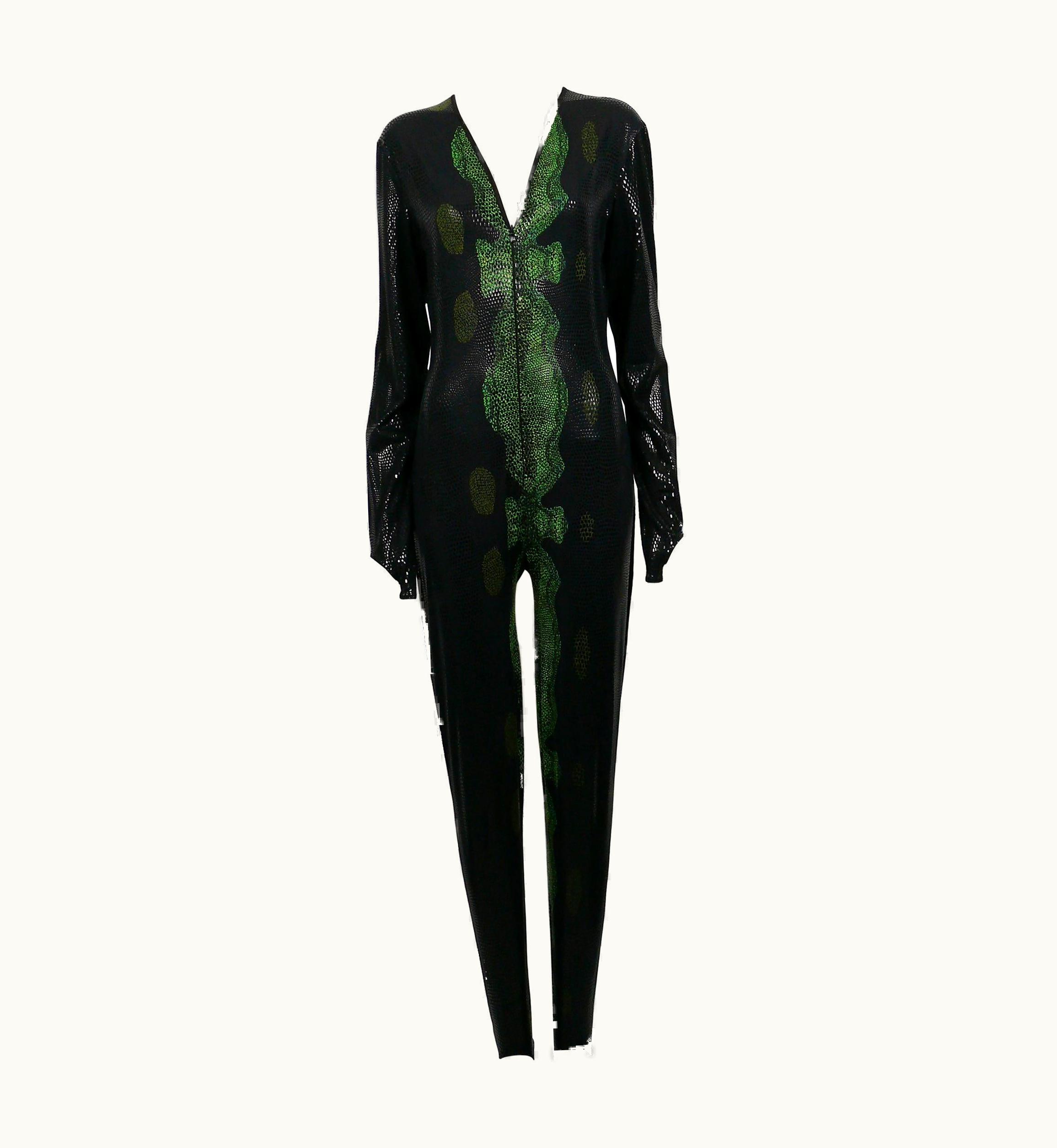 Mugler Thierry Mugler Vintage Rare 1998 Back And Green Reptile Skin Jumpsuit