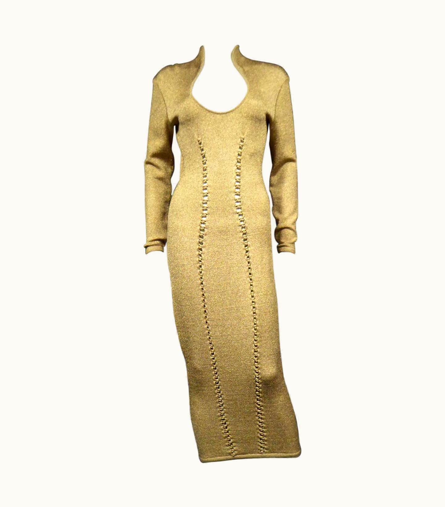 Mugler A Thierry Mugler French Evening Dress In Lurex Chiné Knitwear'Circa 1990/2000 2000