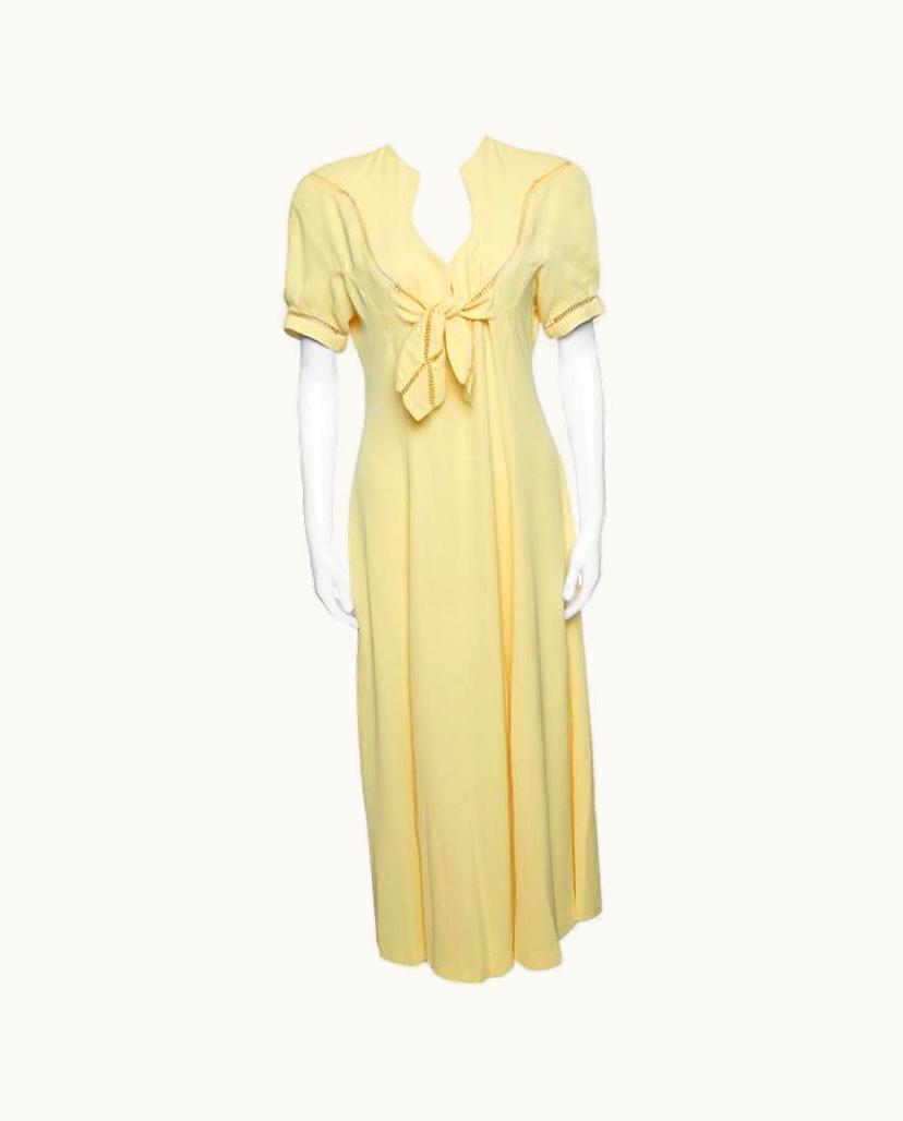 Mugler Thierry Mugler Vintage Yellow Cutout Tie Detail Maxi Dress