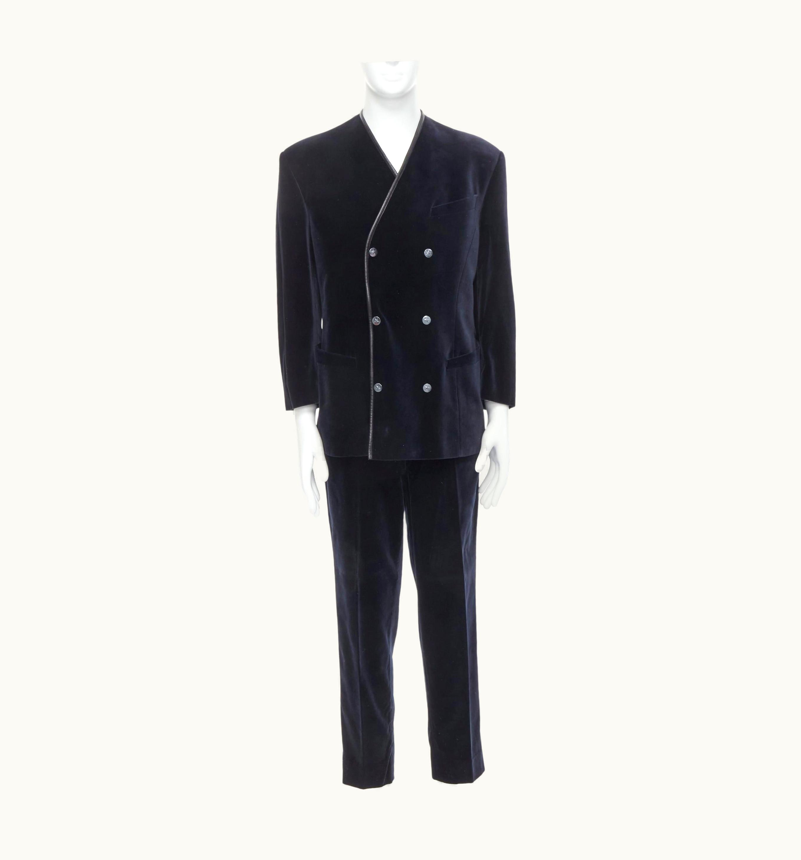 Mugler Thierry Mugler Vintage Black Velvet Star Button Blazer Suit