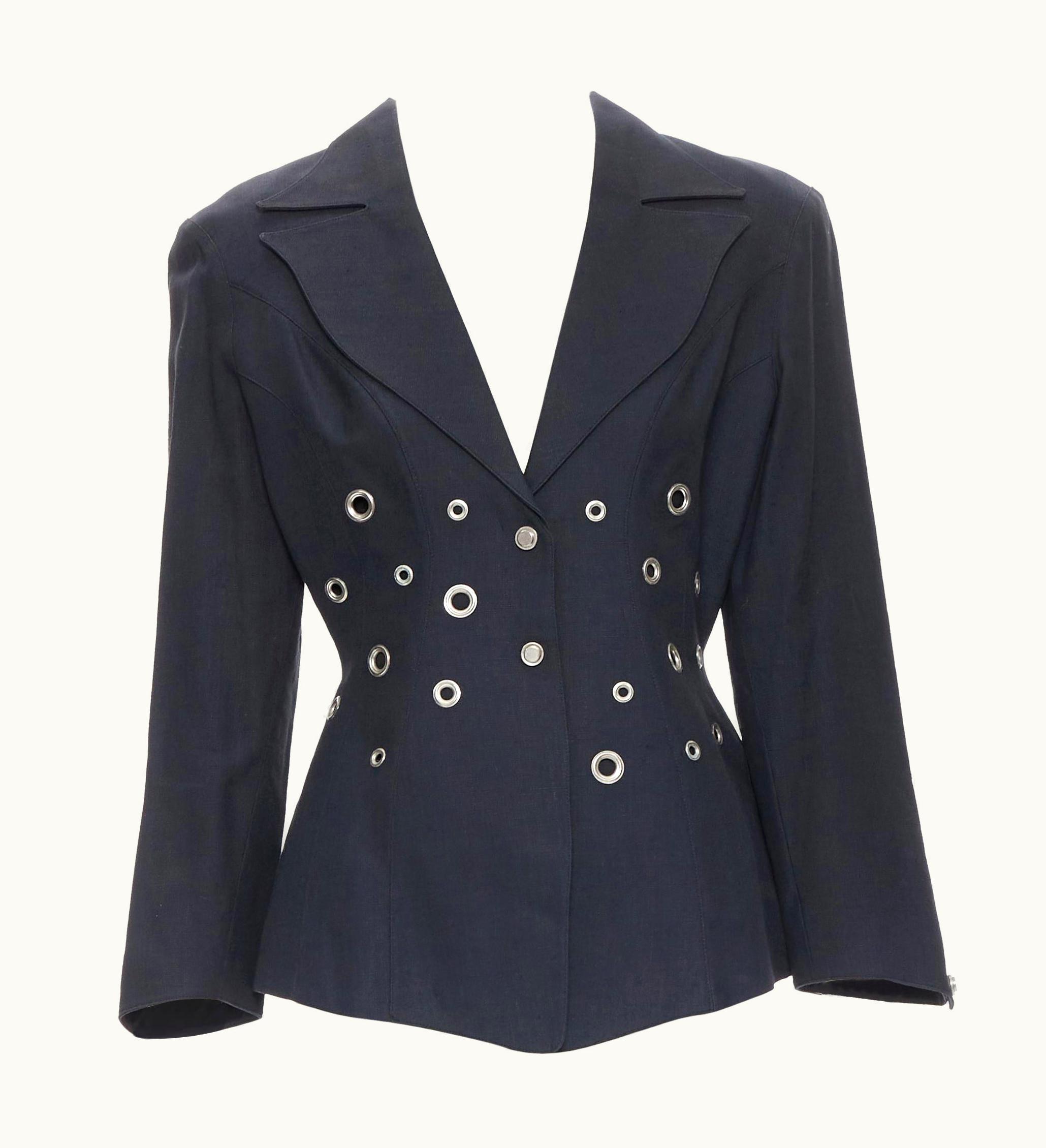 Mugler Vintage Thierry Mugler Signature Lapel Grommet Stud Fitted Blazer Jacket