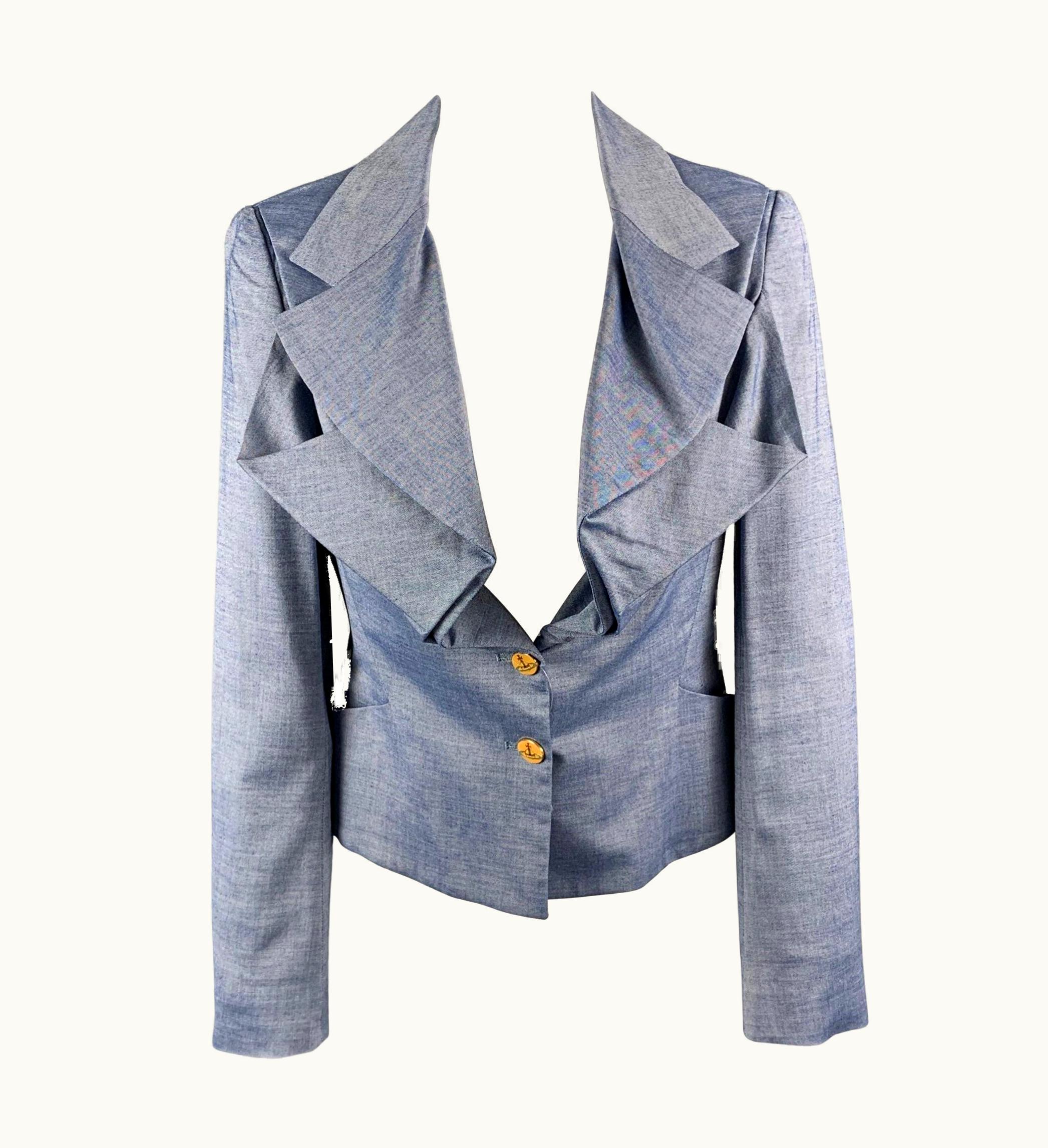 Vivienne Westwood Vivienne Westwood Red Label Blue Wool Blend Ruffle Jacket