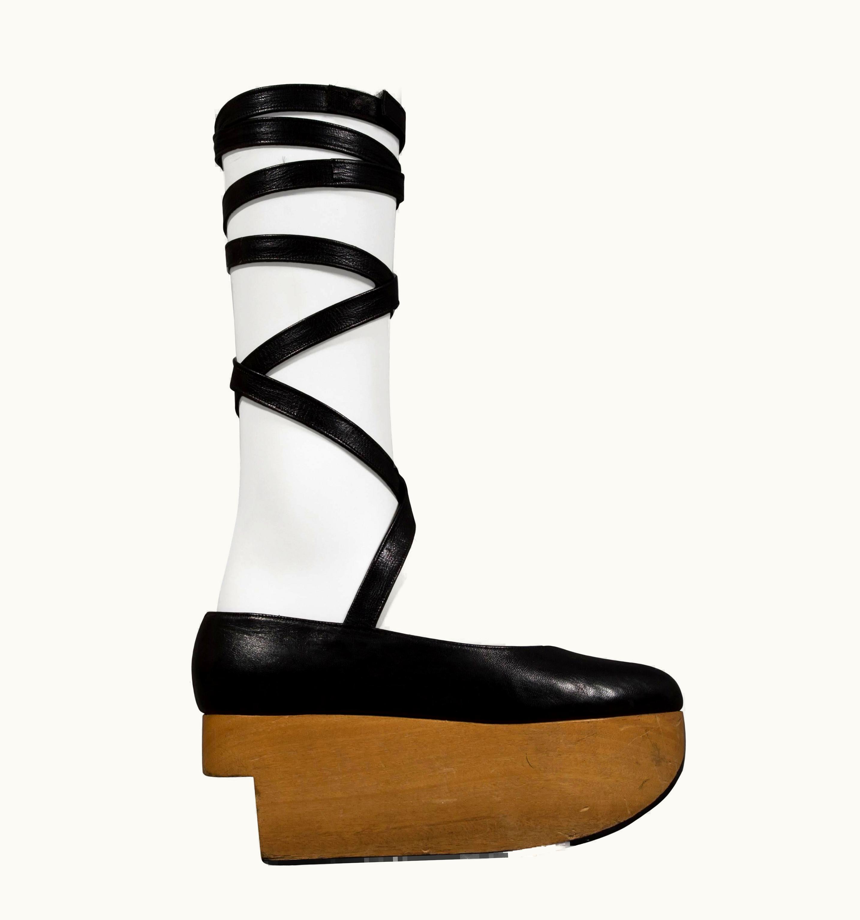 Vivienne Westwood Vivienne Westwood Black Leather 'Rocking Horse' Shoes, Circa 1980s (sz 41)