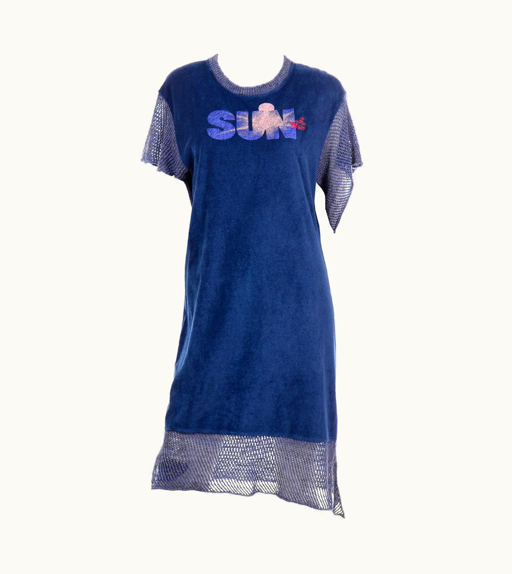 Vivienne Westwood Vivienne Westwood Blue Securite Time For Change Unisex Terry Cloth Crochet Dress