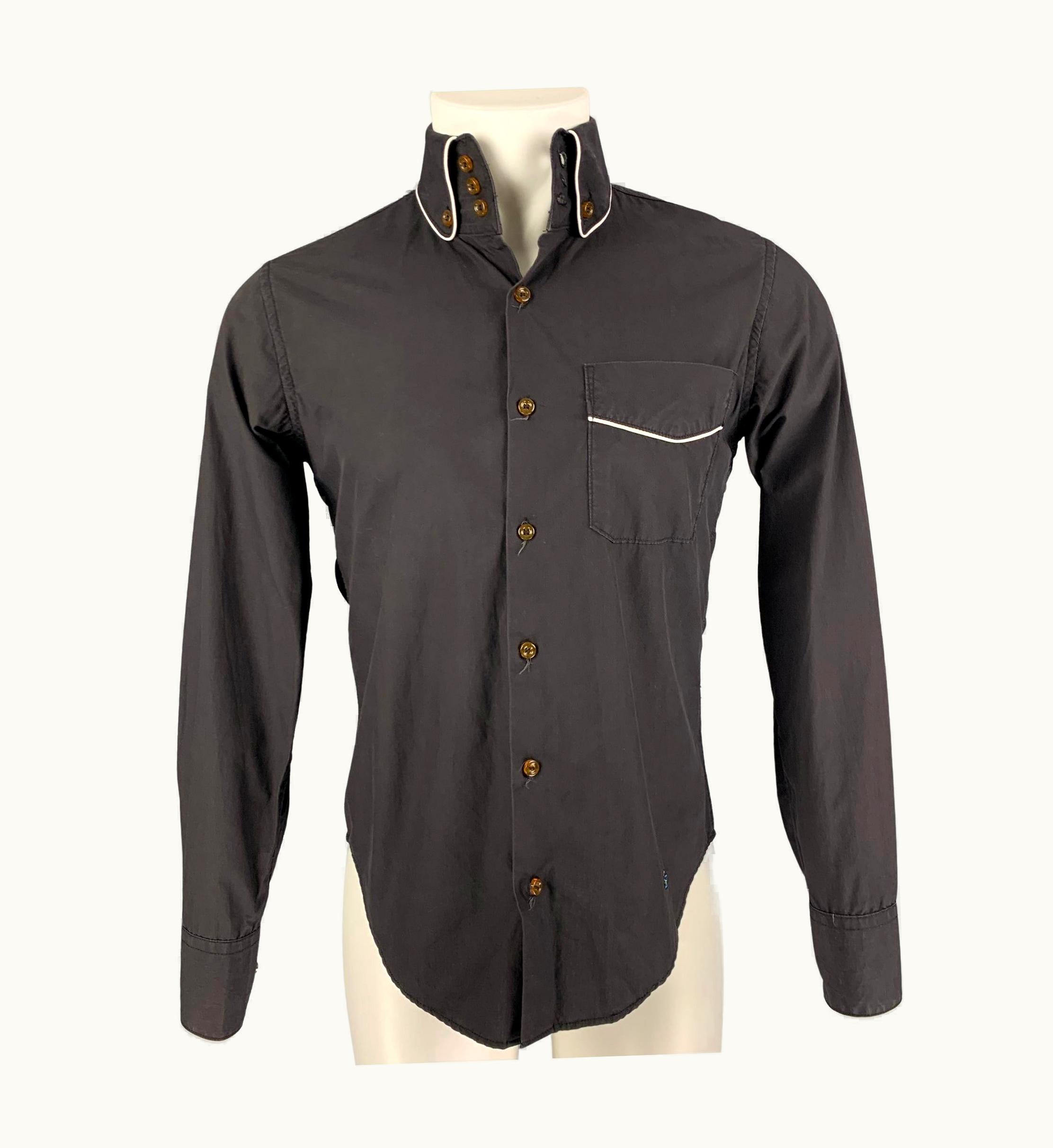 Vivienne Westwood Vivienne Westwood Man Black Contrast Trim Cotton Long Sleeve Shirt