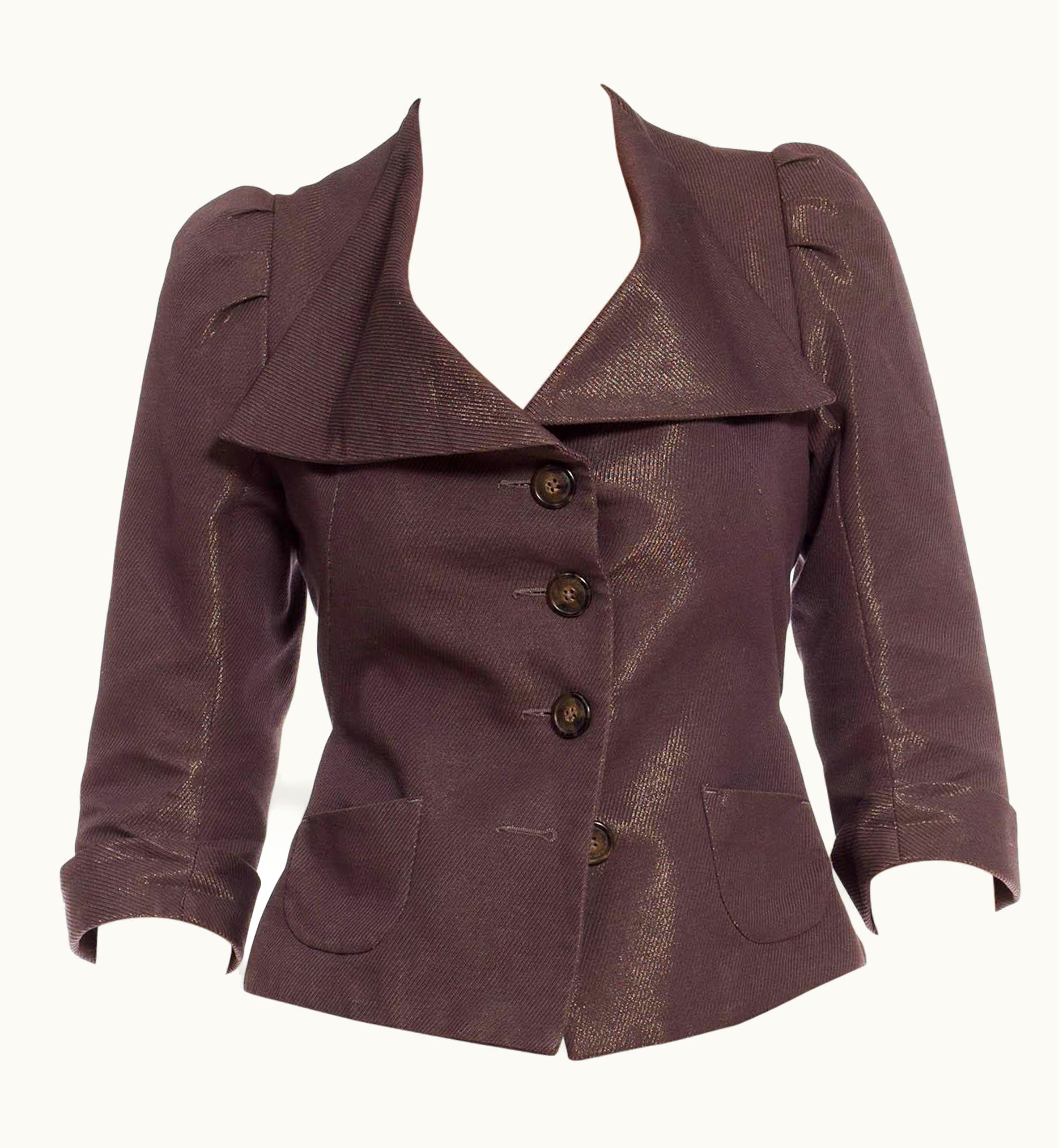 Vivienne Westwood 1990s Anglomania Vivienne Westwood Grey Metallic Poly/Cotton Jacket