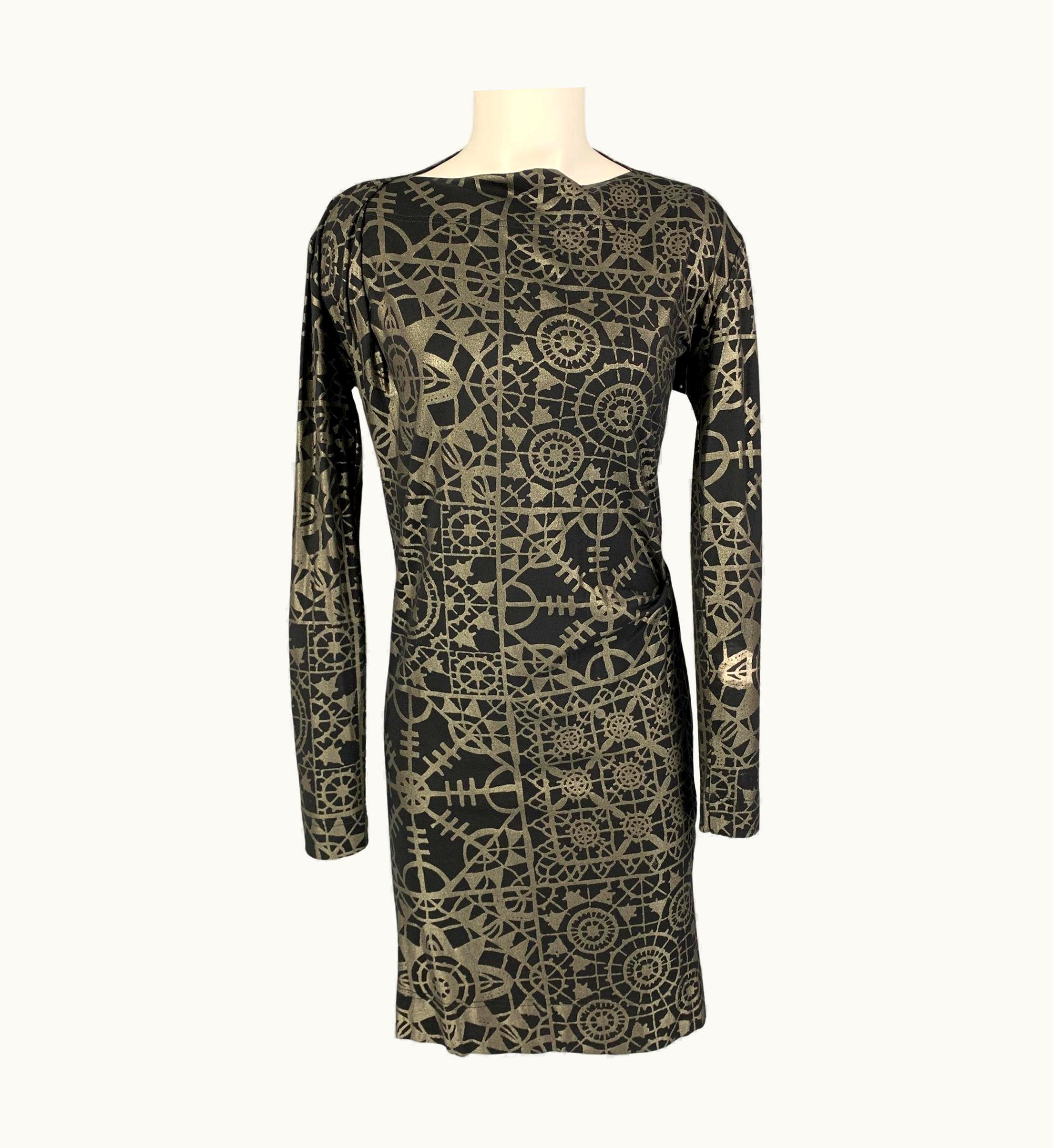 Vivienne Westwood Vivienne Westwood Anglomania Black Silver Viscose Blend Abstract Dress