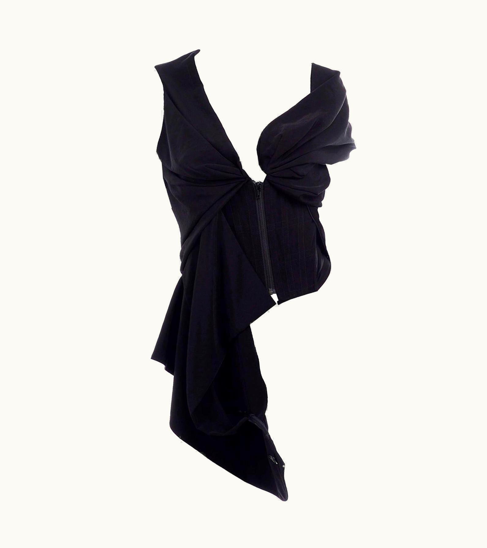 Vivienne Westwood Vivienne Westwood Red Label Avant Garde Black Draped Corset Top