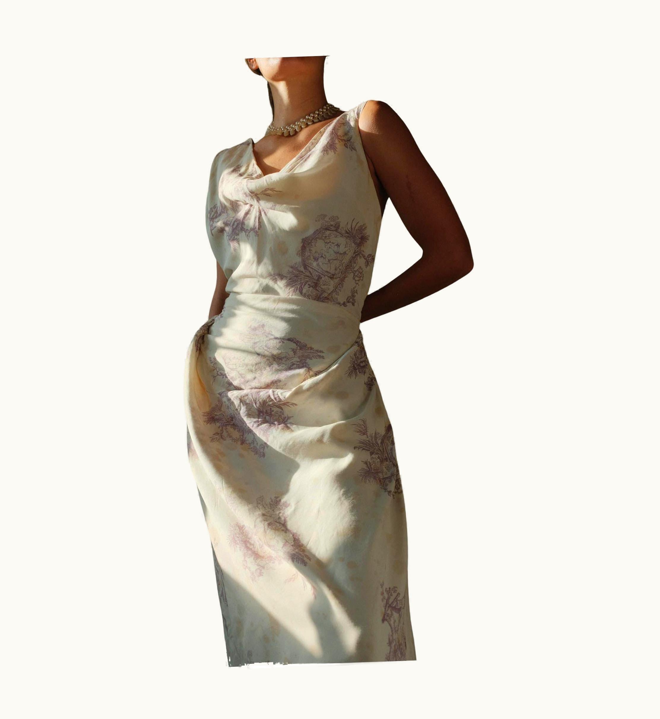 Vivienne Westwood Vintage Vivienne Westwood Red Label Toile De Jouy Cotton Tea Stained Dress