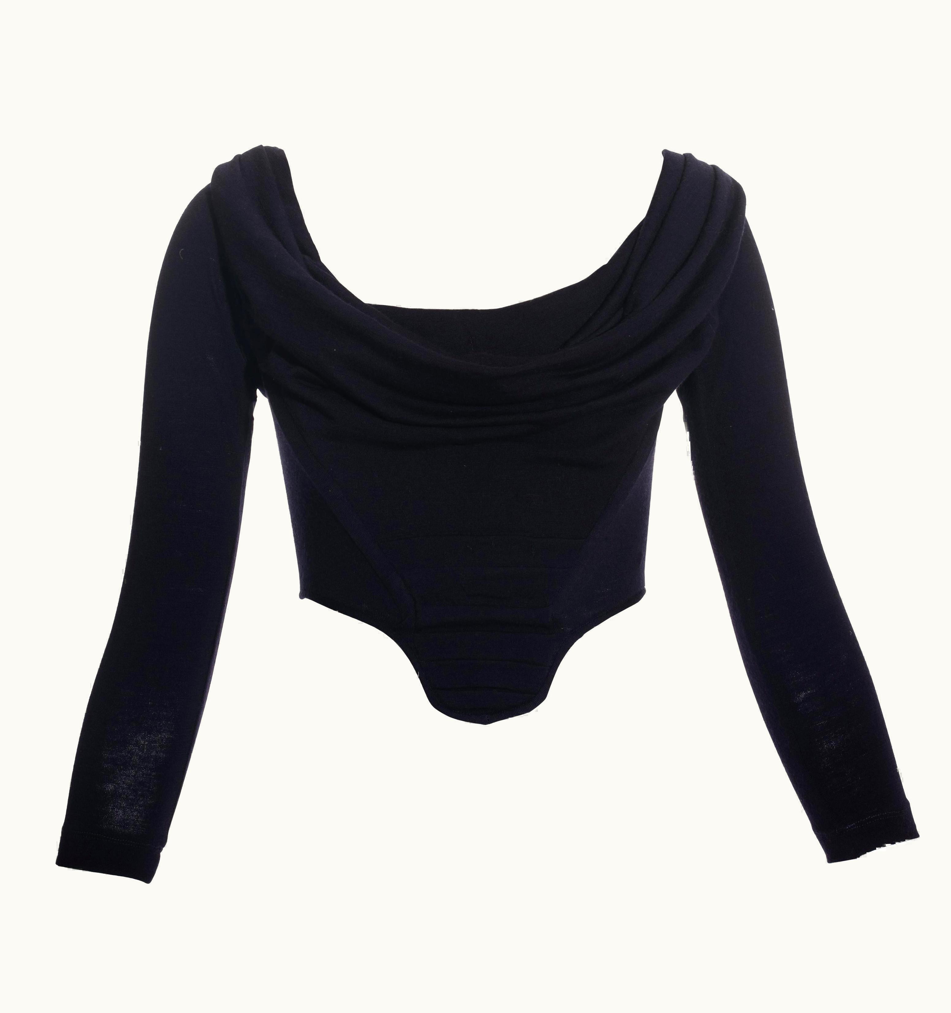 Vivienne Westwood Vivienne Westwood Navy Blue Wool Corset With Draped Neckline, S/S 1988