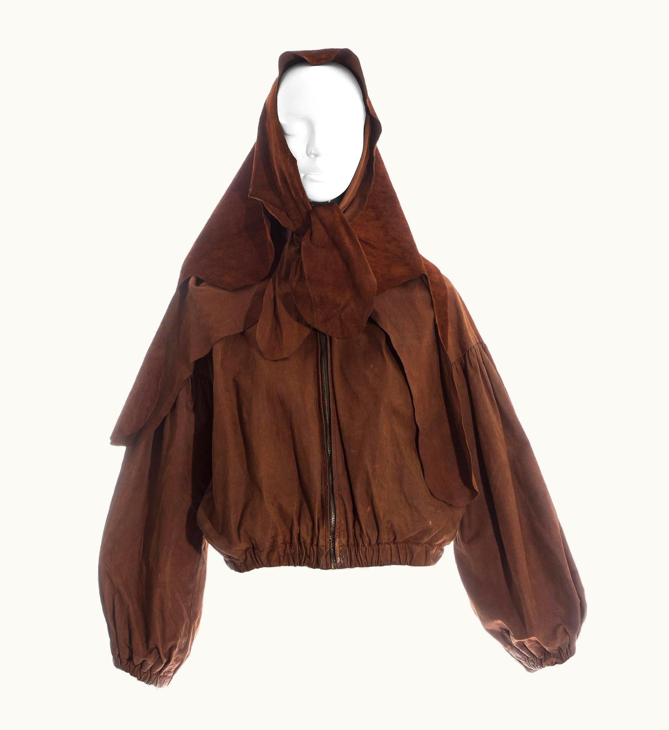 Vivienne Westwood Vivienne Westwood Brown Leather Bomber Jacket With Detachable Cape, S/S 1992