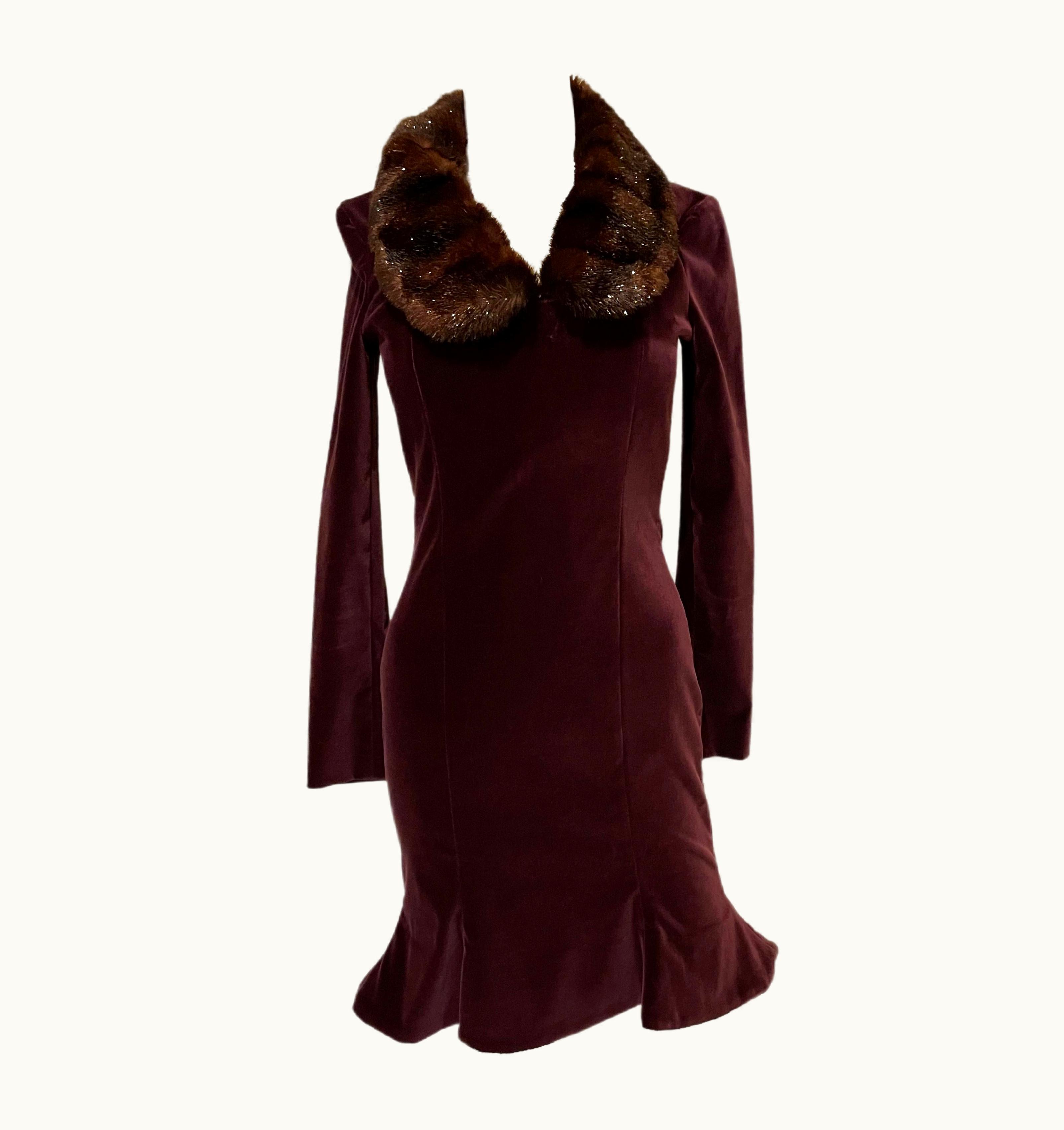 Vivienne Westwood Vivienne Westwood 1994 Vintage Velvet Runway Corset Faux Fur Collar Dress