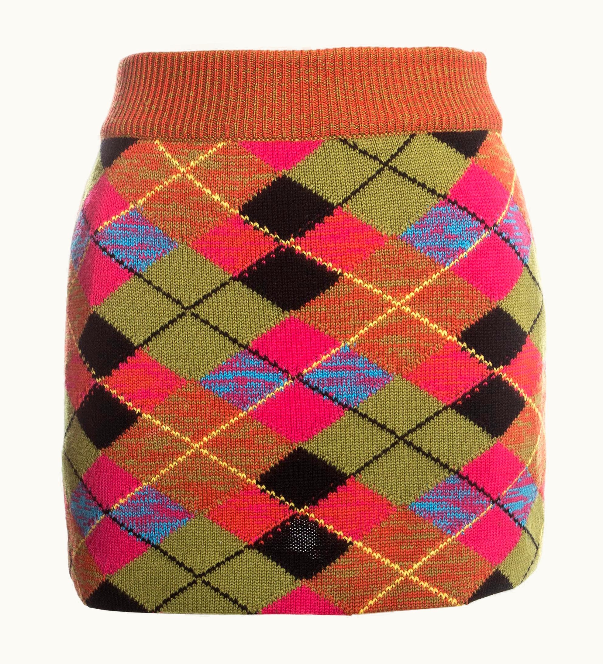 Vivienne Westwood Vivienne Westwood Argyle Multicoloured Knitted Mini Skirt, AW 1994