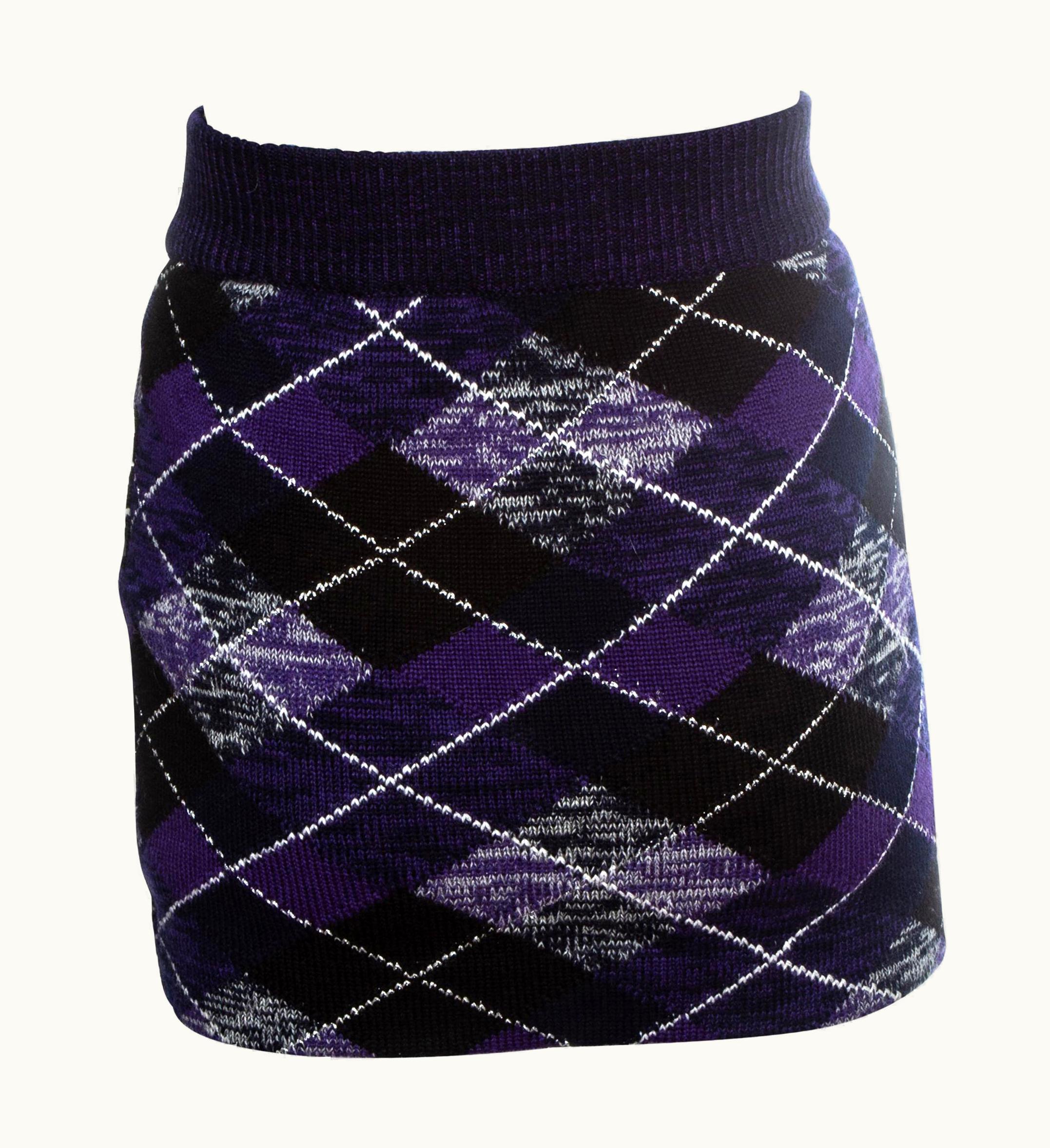 Vivienne Westwood Vivienne Westwood Argyle Purple Knitted Mini Skirt, AW 1994