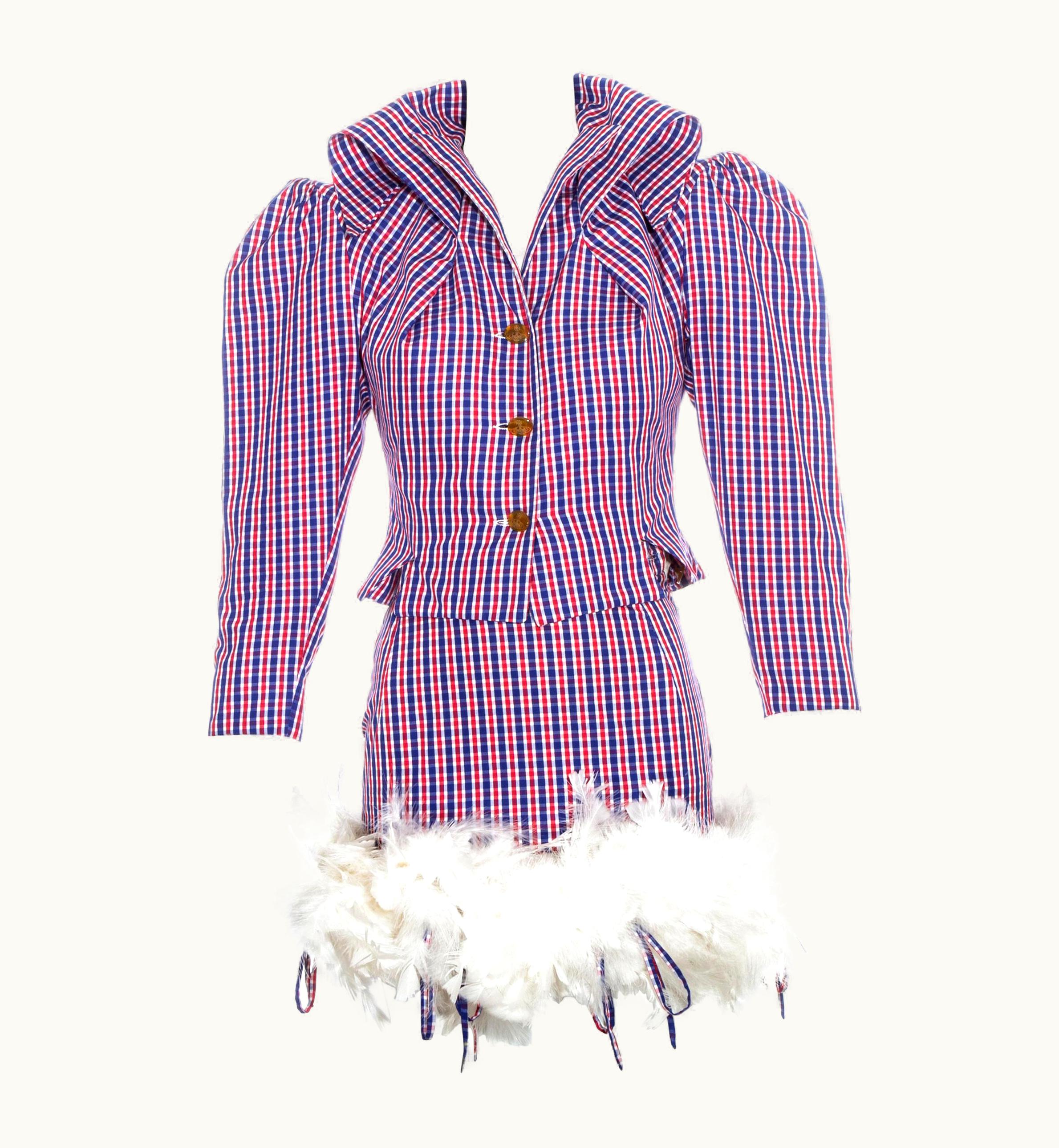 Vivienne Westwood Vivienne Westwood Checked Cotton Feathered Skirt Suit, S/S 1994