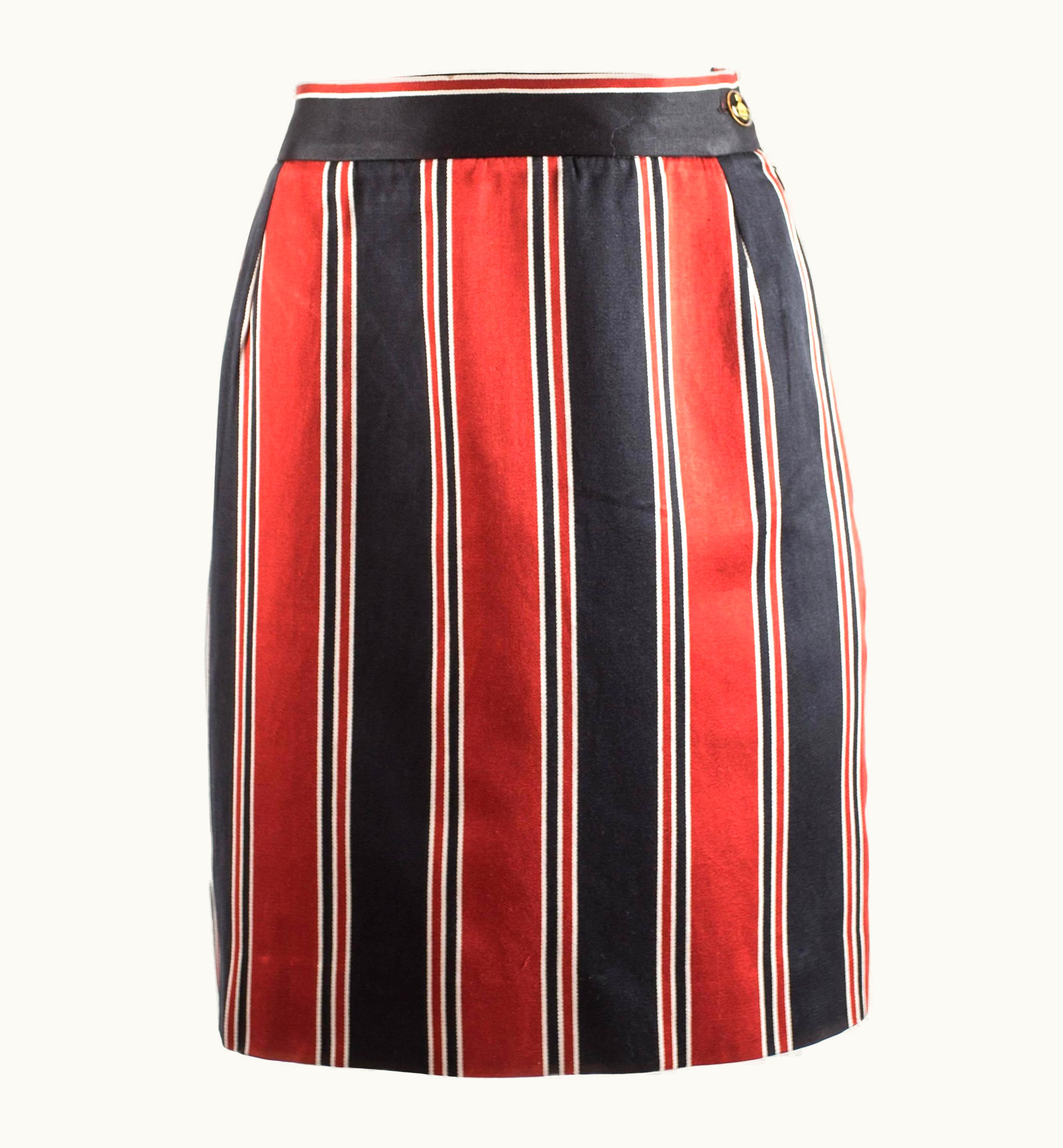 Vivienne Westwood Vivienne Westwood Spring-Summer 1996 Striped Satin Pencil Skirt