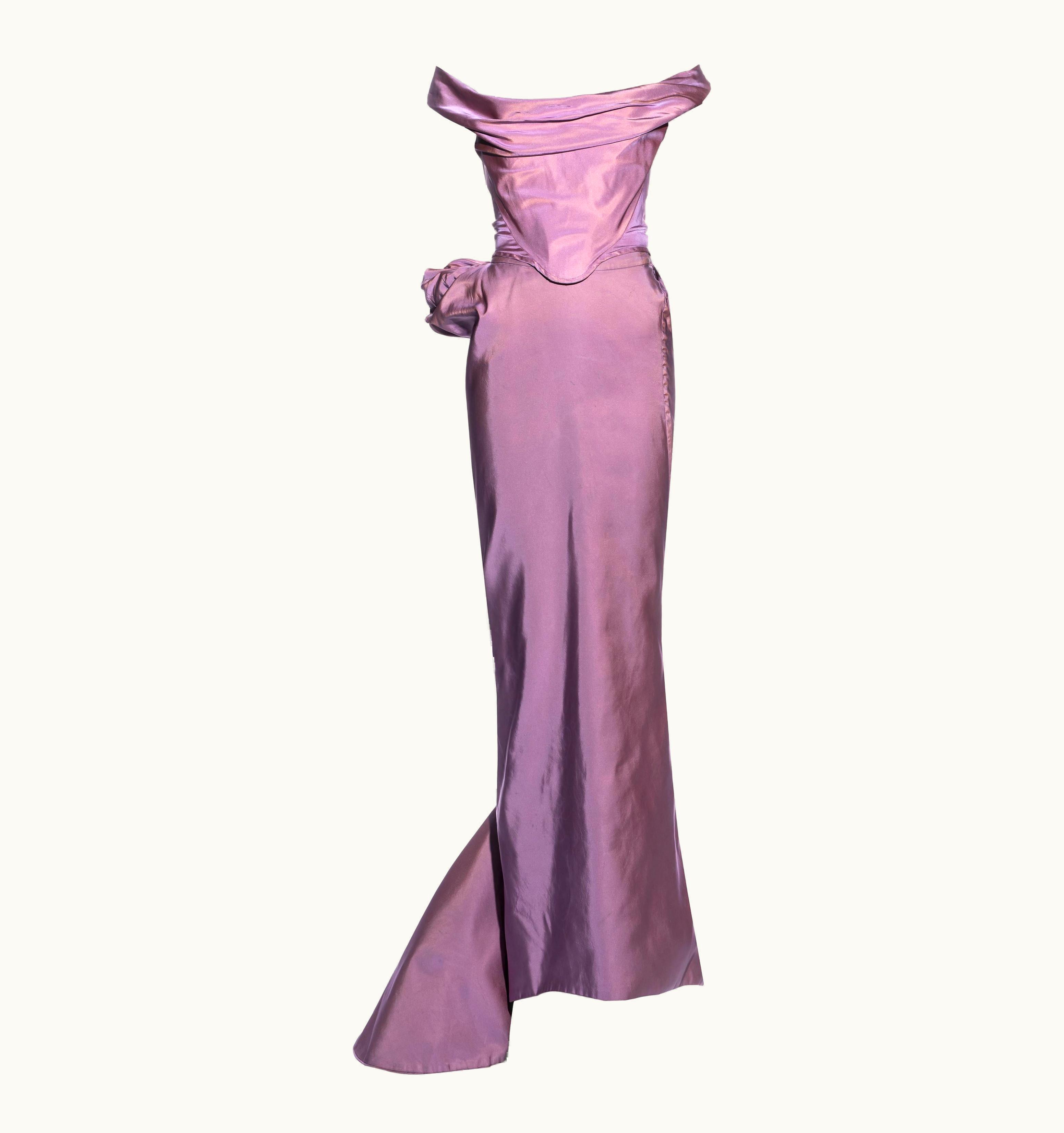 Vivienne Westwood Vivienne Westwood Pink Silk Taffeta Corset And Bustled Maxi Skirt, AW 1996