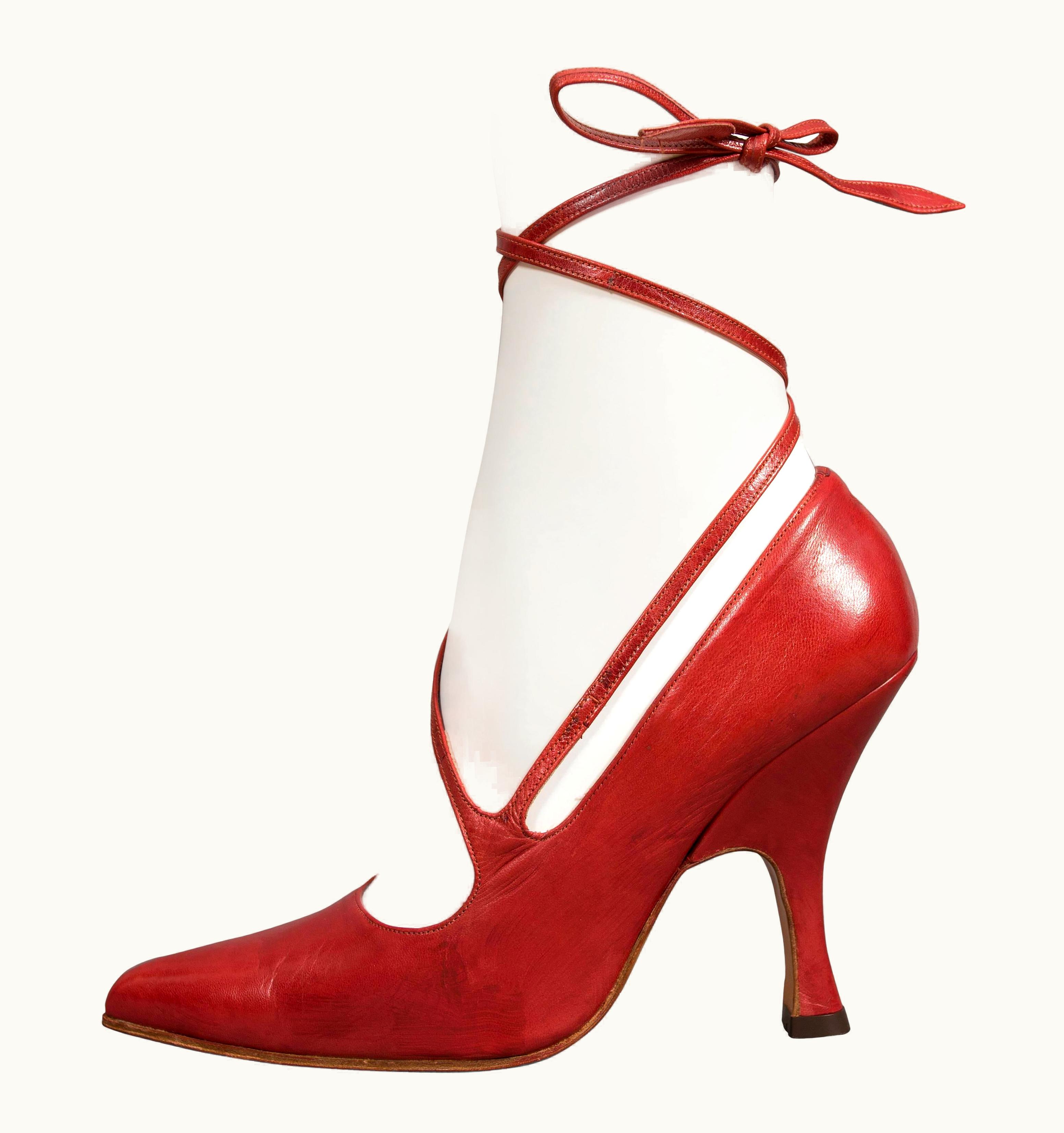 Vivienne Westwood Vivienne Westwood Red Leather Lace Up Stilettos, Circa 1997