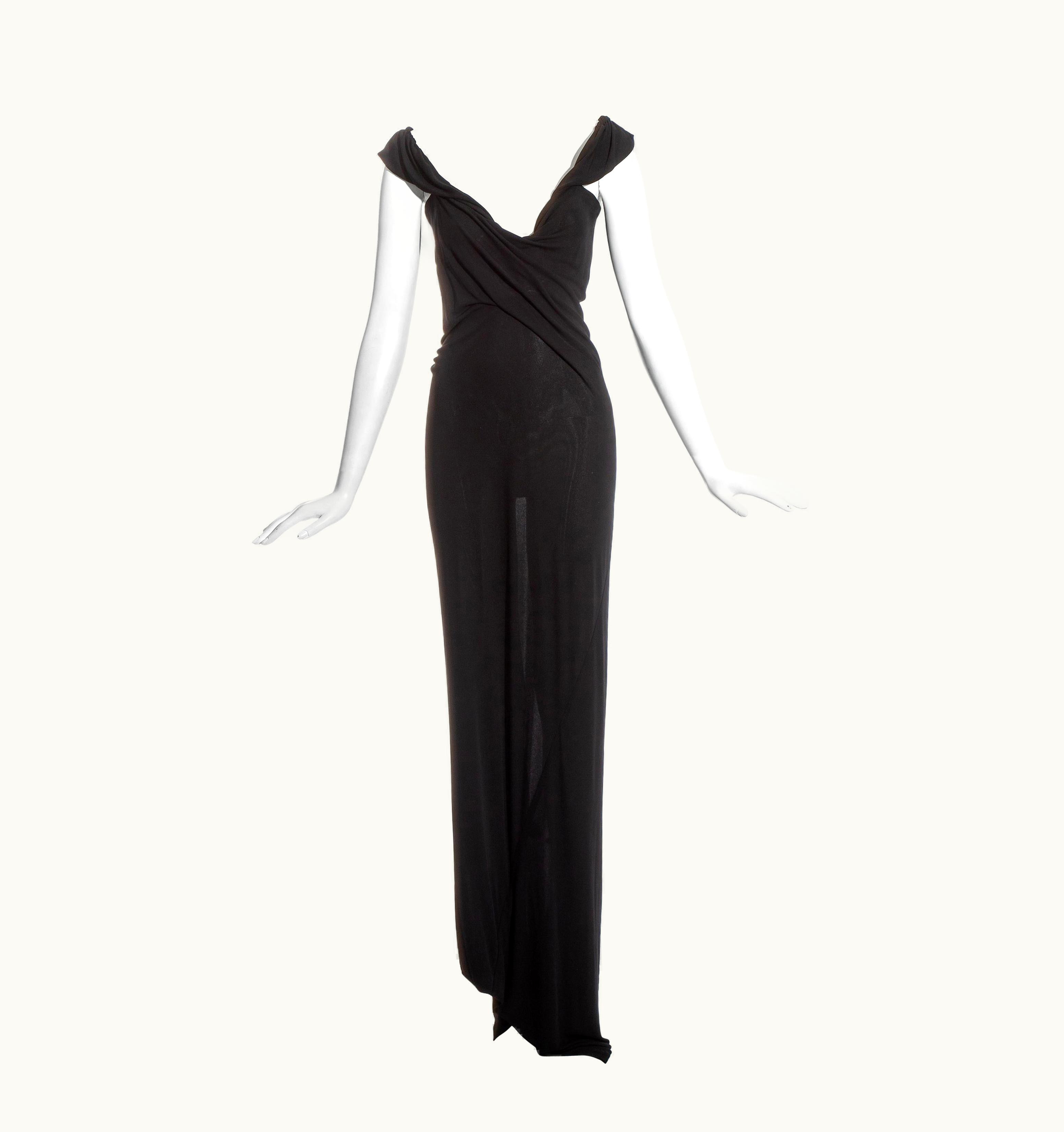Vivienne Westwood Vivienne Westwood Black Jersey Draped Maxi Shoulder, S/S 1997