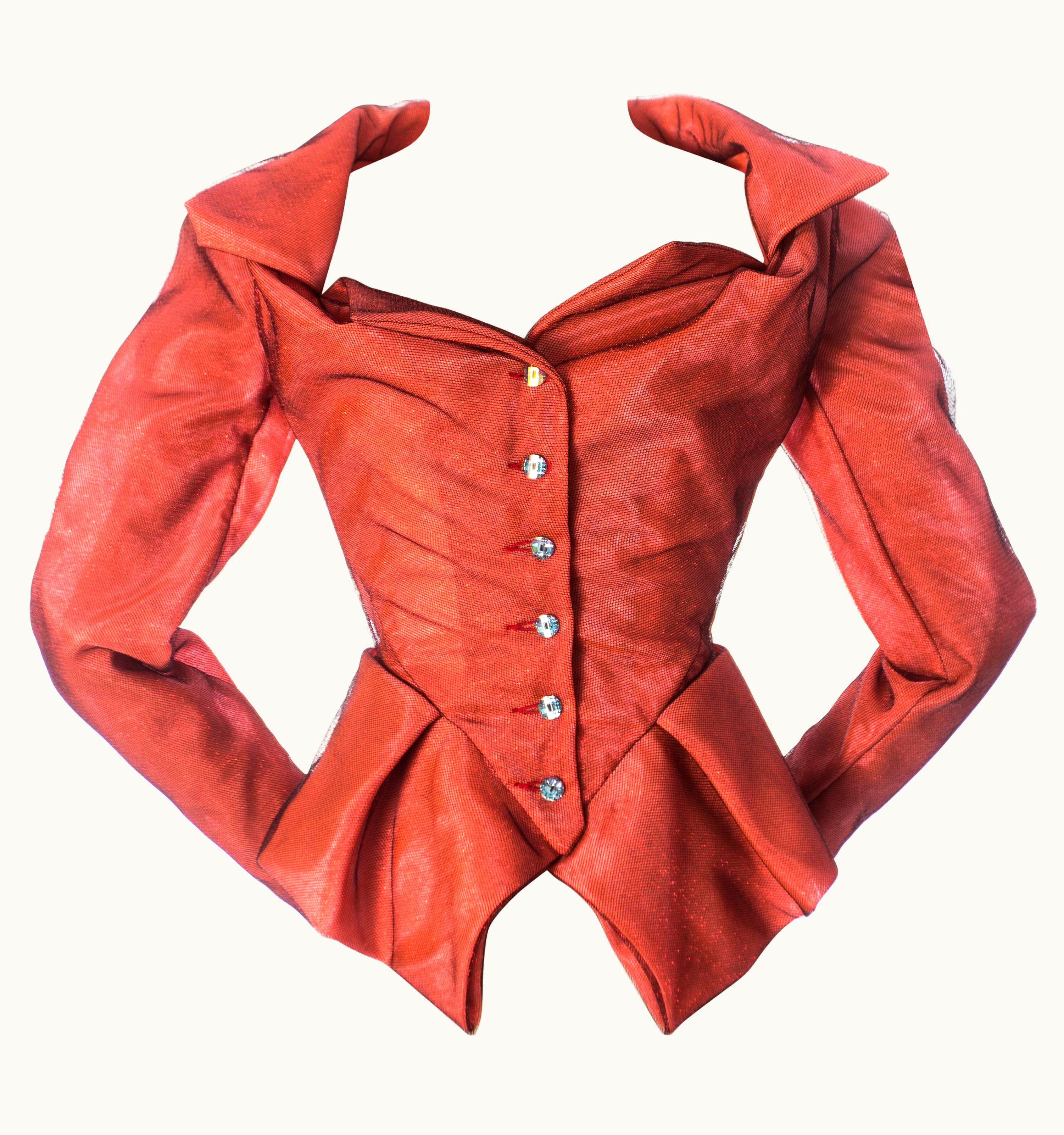Vivienne Westwood Vivienne Westwood Red Lurex And Tulle Corset Blouse, S/S 1997