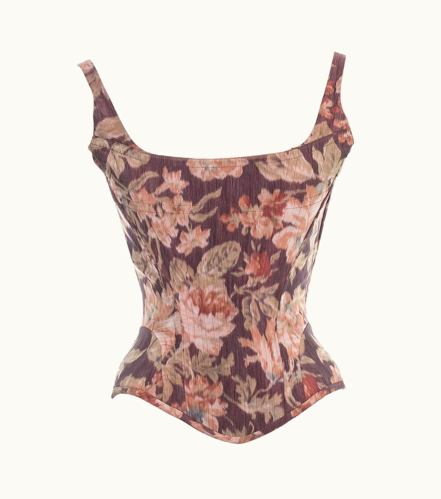 Vivienne Westwood Vivienne Westwood Couture Pink Floral Silk Lace Up Evening Corset, AW 1997