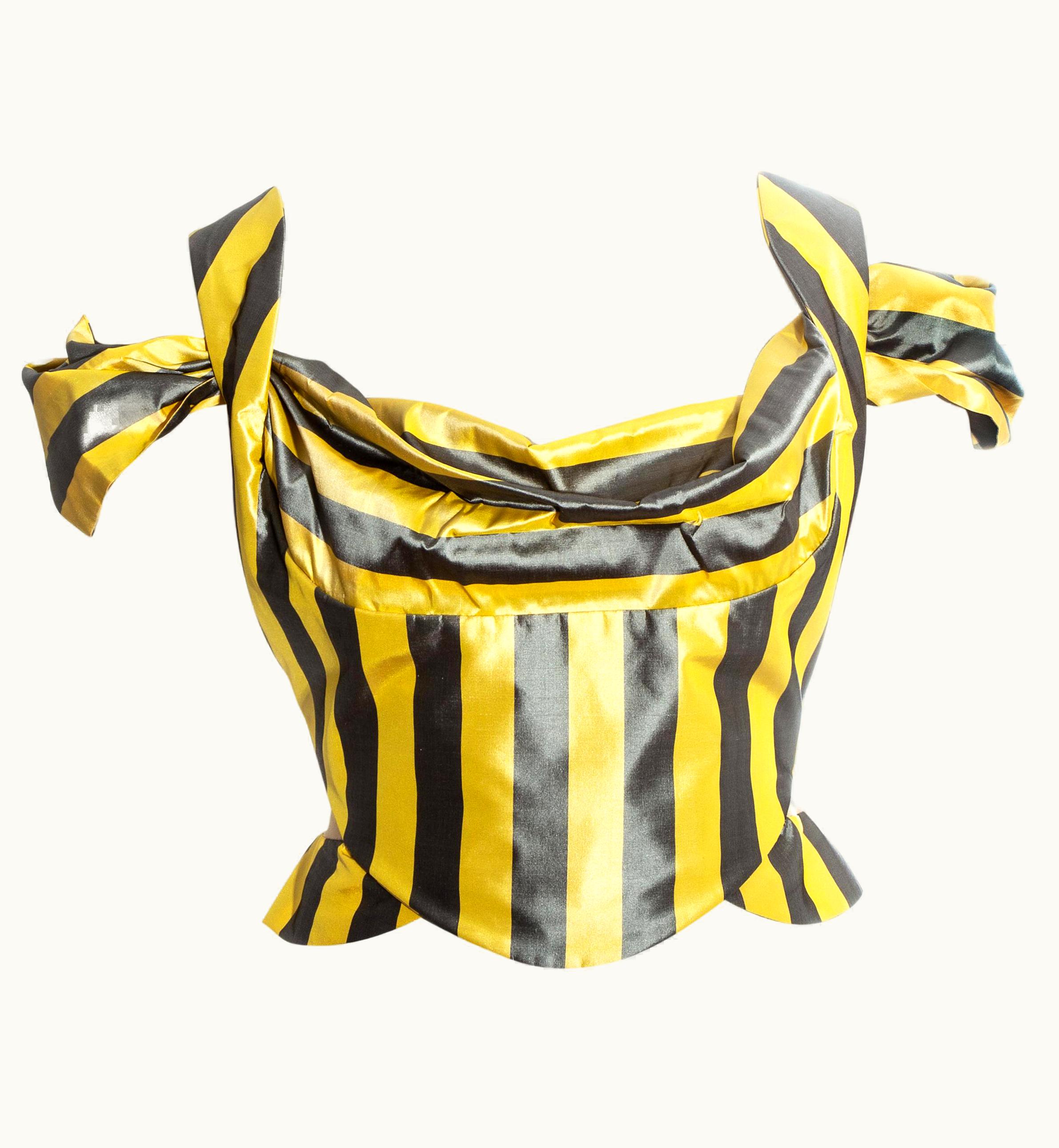 Vivienne Westwood Yellow And Grey Striped Silk Corset, S/S 1998
