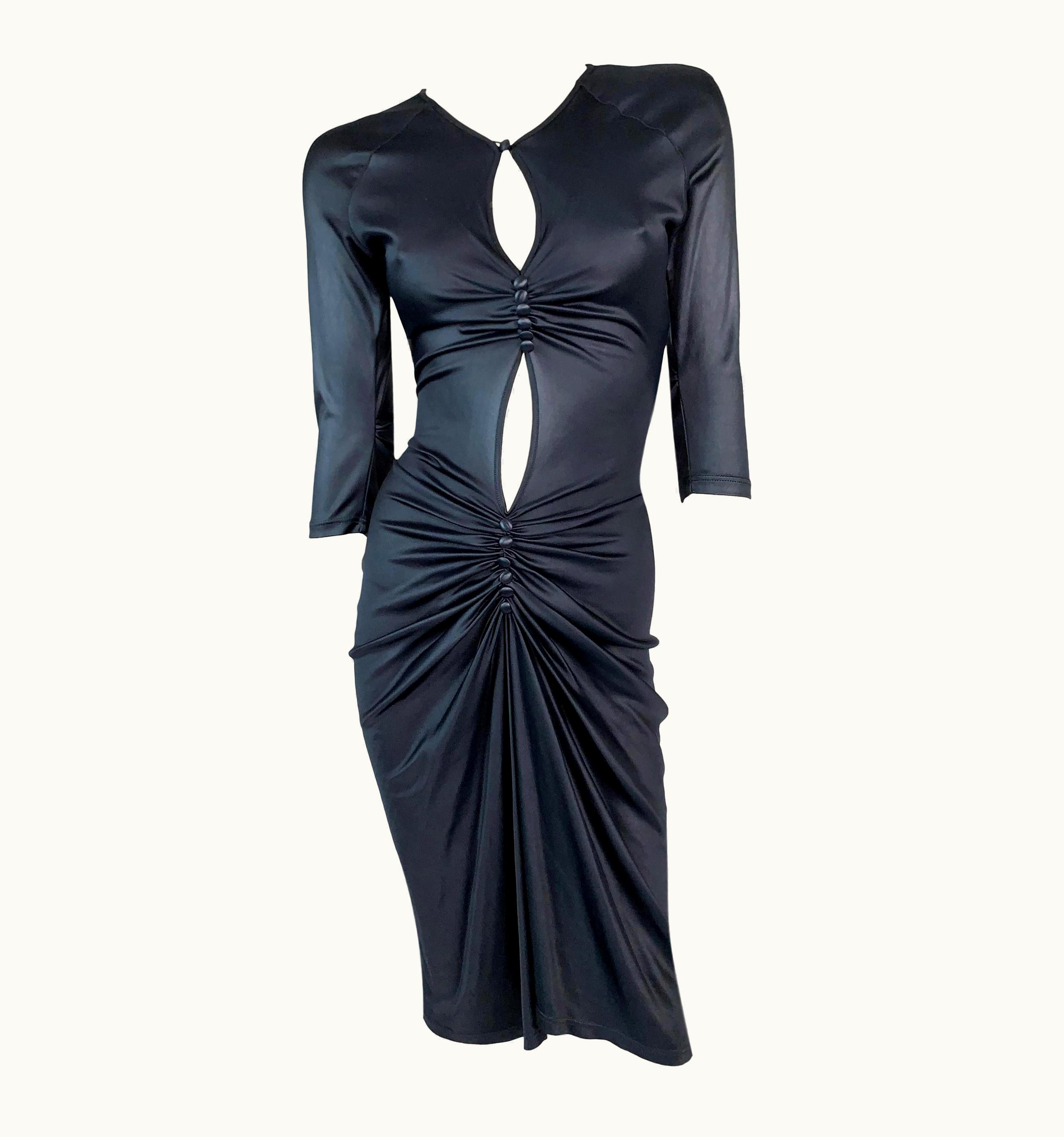 Vivienne Westwood AW 1998 Vivienne Westwood Runway Shiny Black Keyhole Cut-Out Bodycon Dress