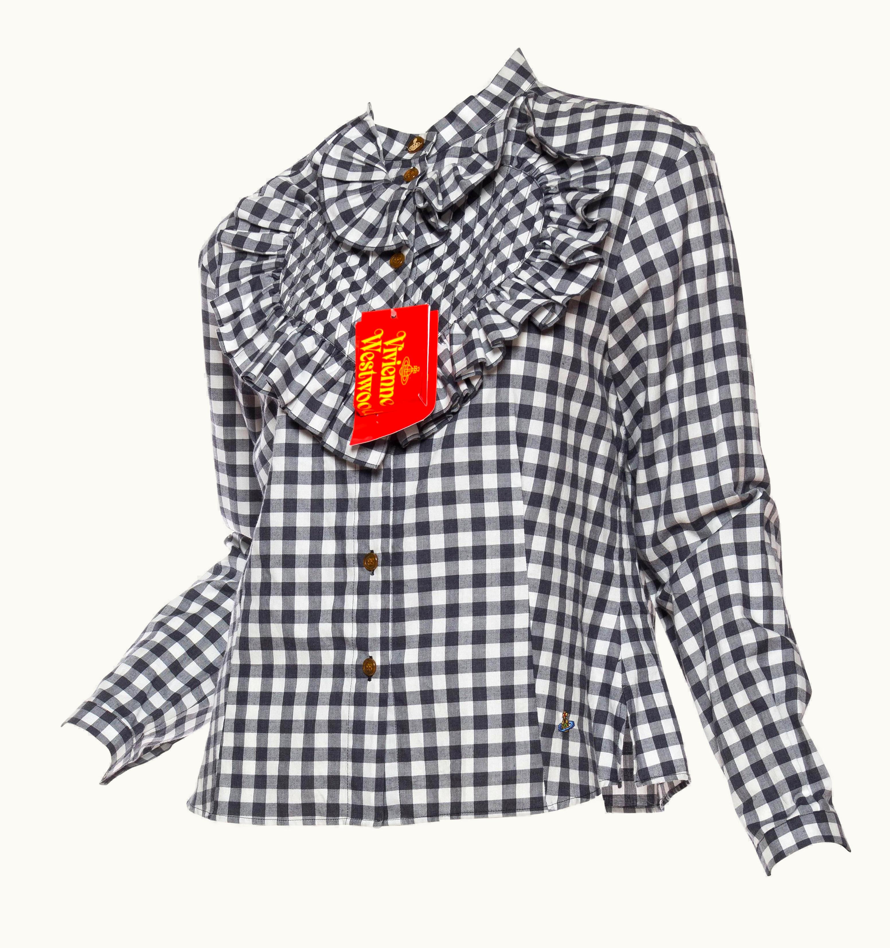 Vivienne Westwood 2000 Vivienne Westwood Cotton Gingham Ruffled Heart Blouse Nwt