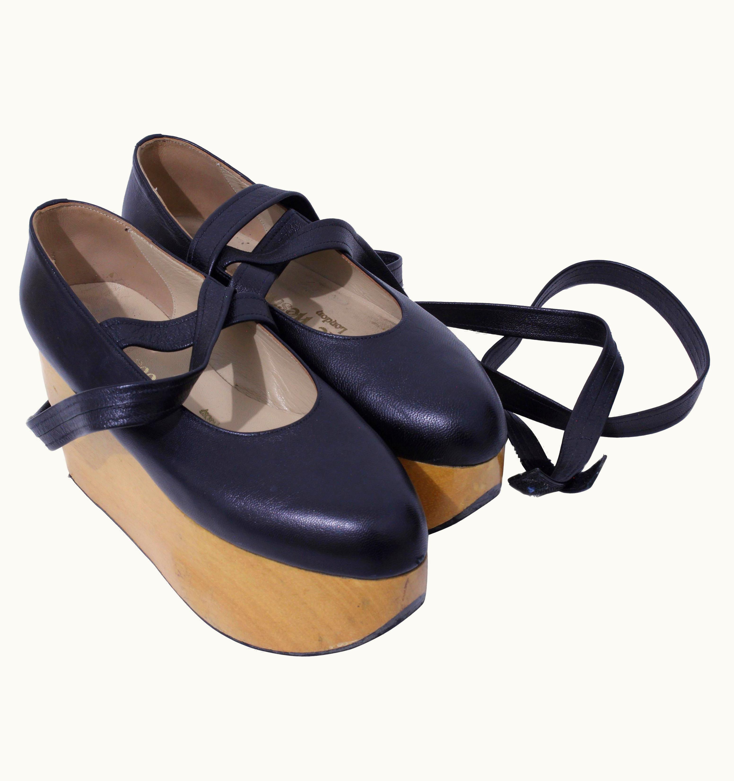 Vivienne Westwood Rocking Horse Shoes Black Leather Ballerina Platforms UZ0605058