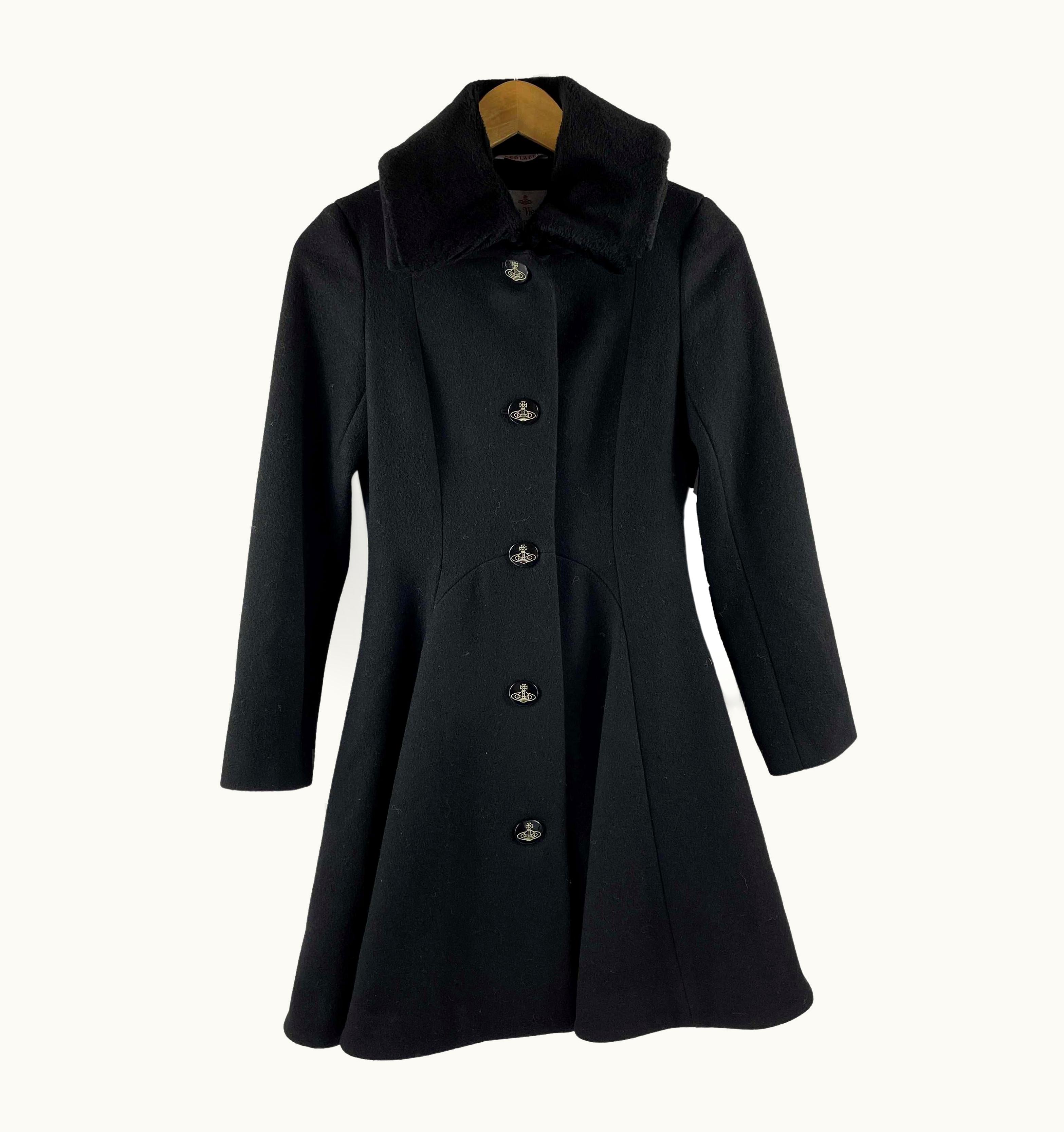 Vivienne Westwood Red Label Faux Fur Collar Flared Peacoat 1 Us Xxs