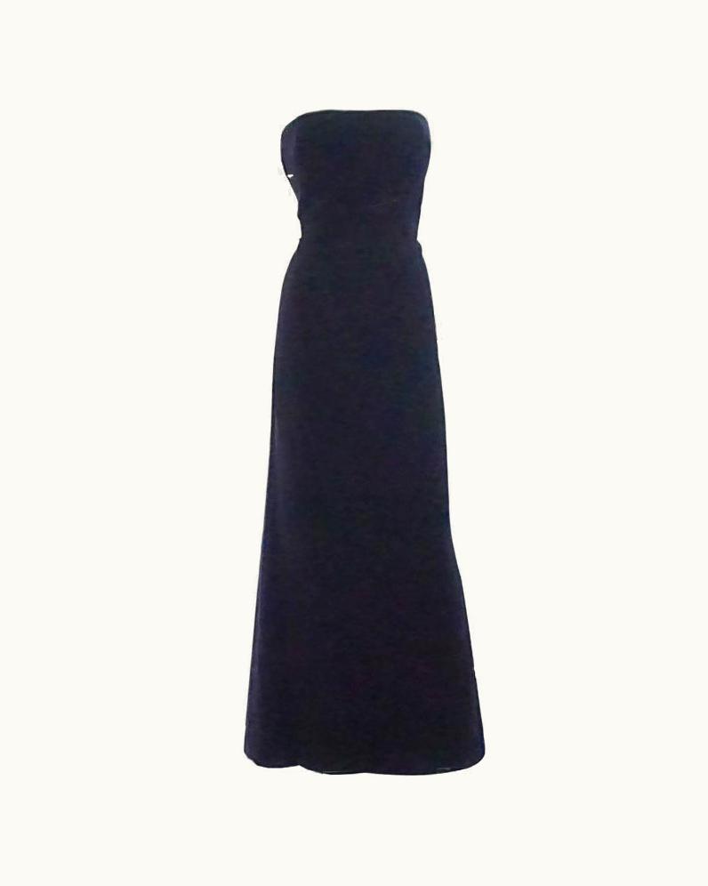 Oscar De La Renta Oscar De La Renta Navy Velvet Strapless Gown