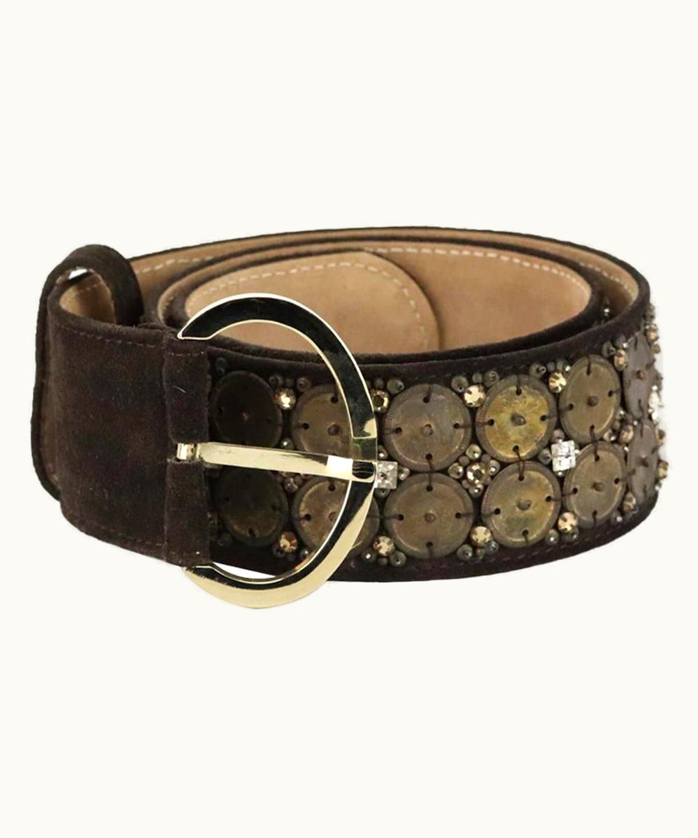 Oscar De La Renta Oscar De La Renta Embellished Suede Waist Belt 70cm