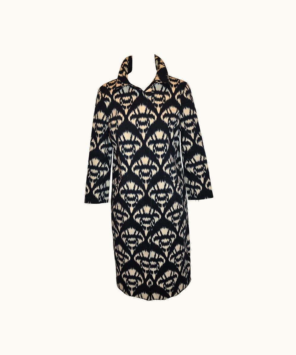 Oscar De La Renta Oscar De La Renta Cream & Black Zippered Spring Coat