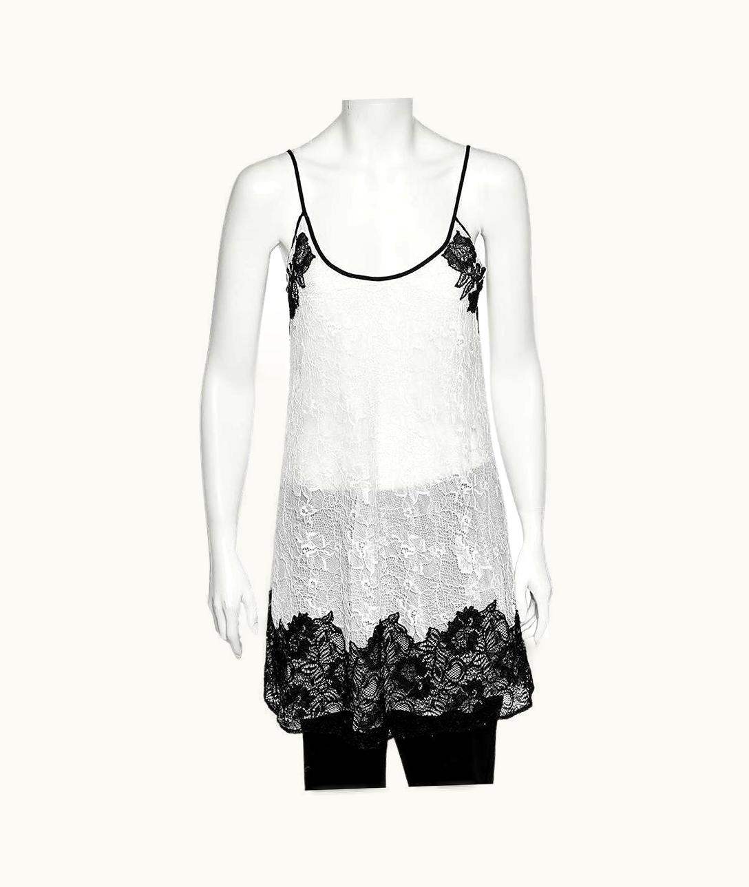 Oscar De La Renta Oscar De La Renta Monochrome Lace Slip Dress