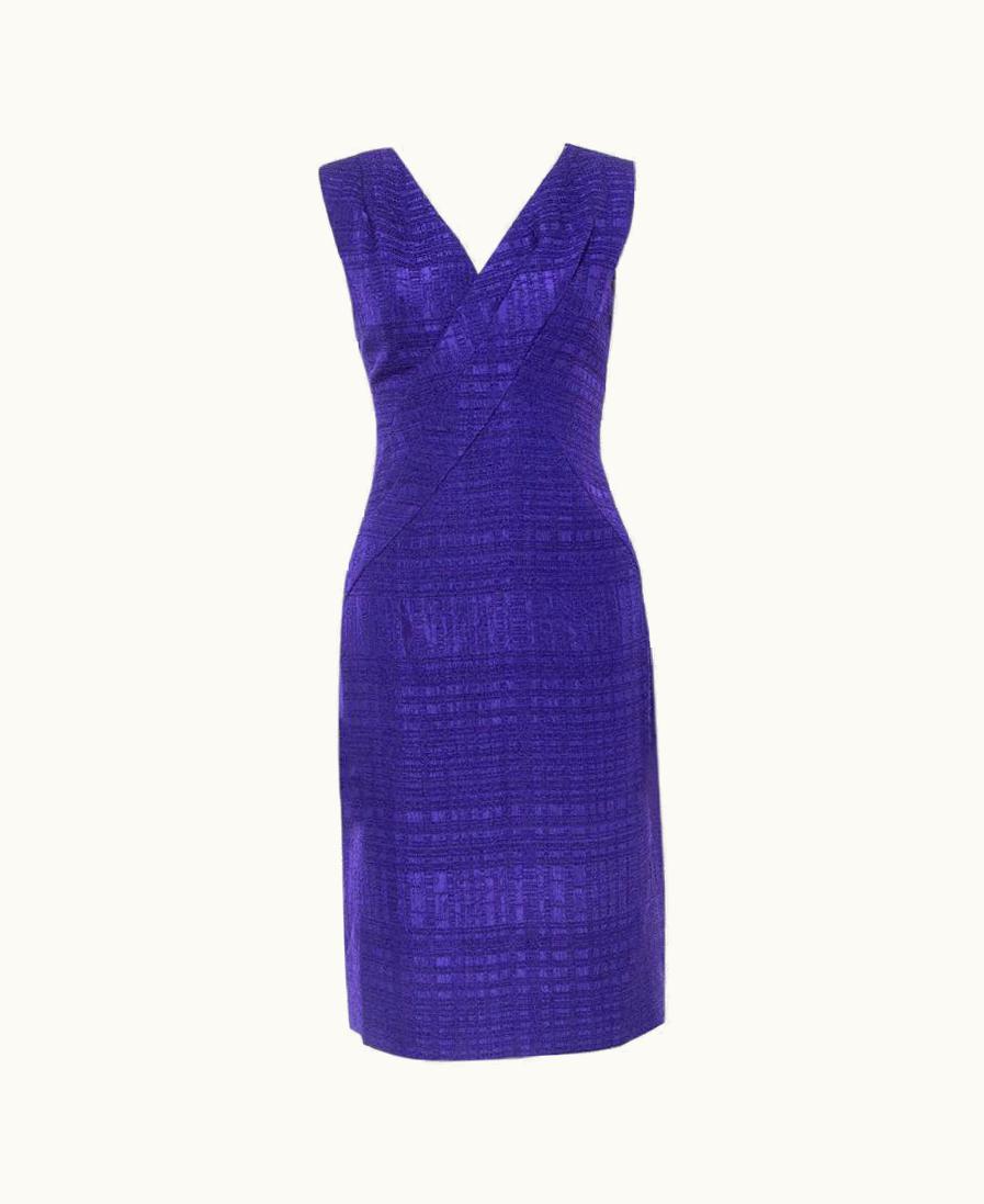 Oscar De La Renta Oscar De La Renta Purple Textured Sheath Dress