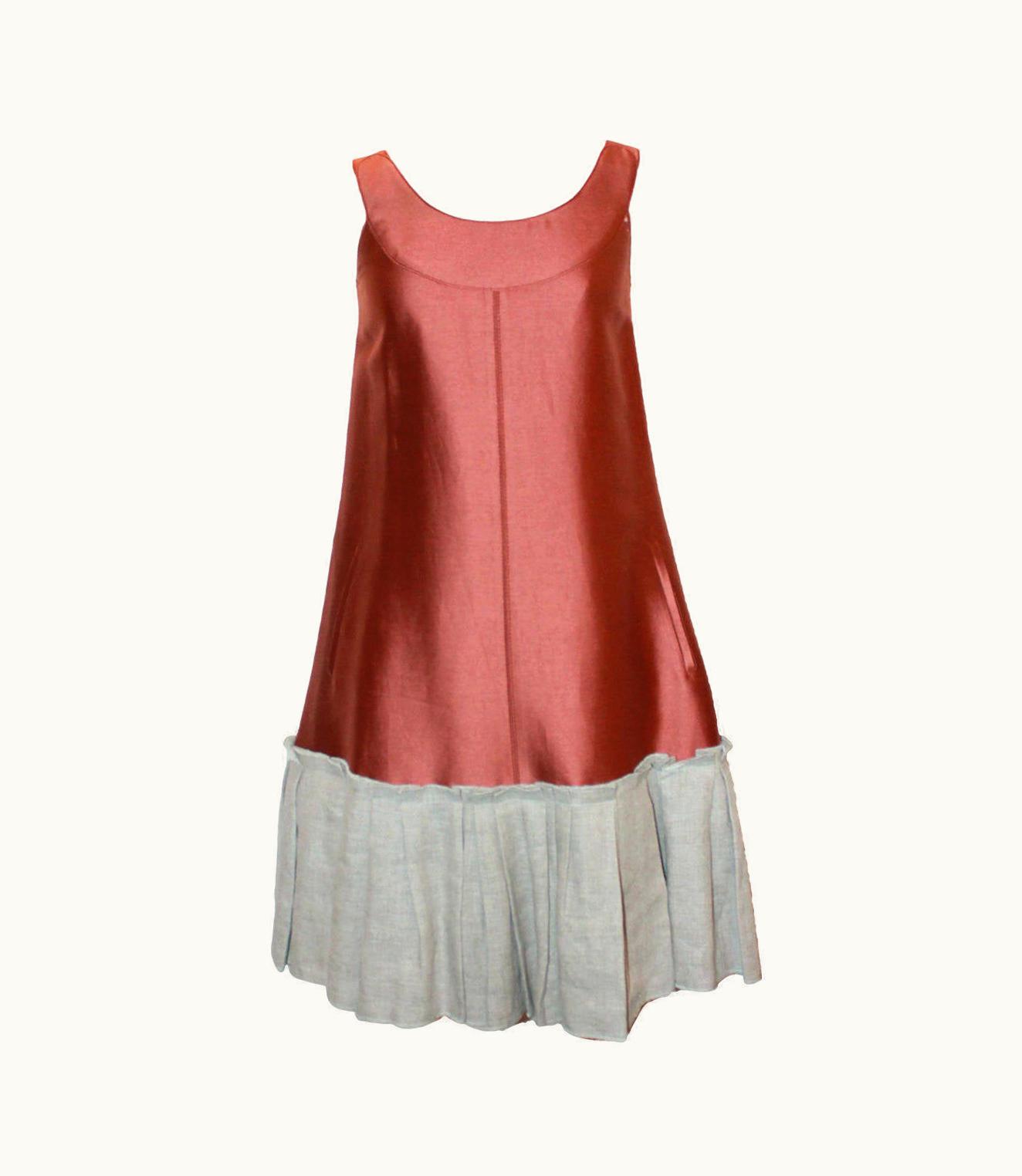 Oscar De La Renta Oscar De La Renta Burnt Brown & Canvas Flare Dress