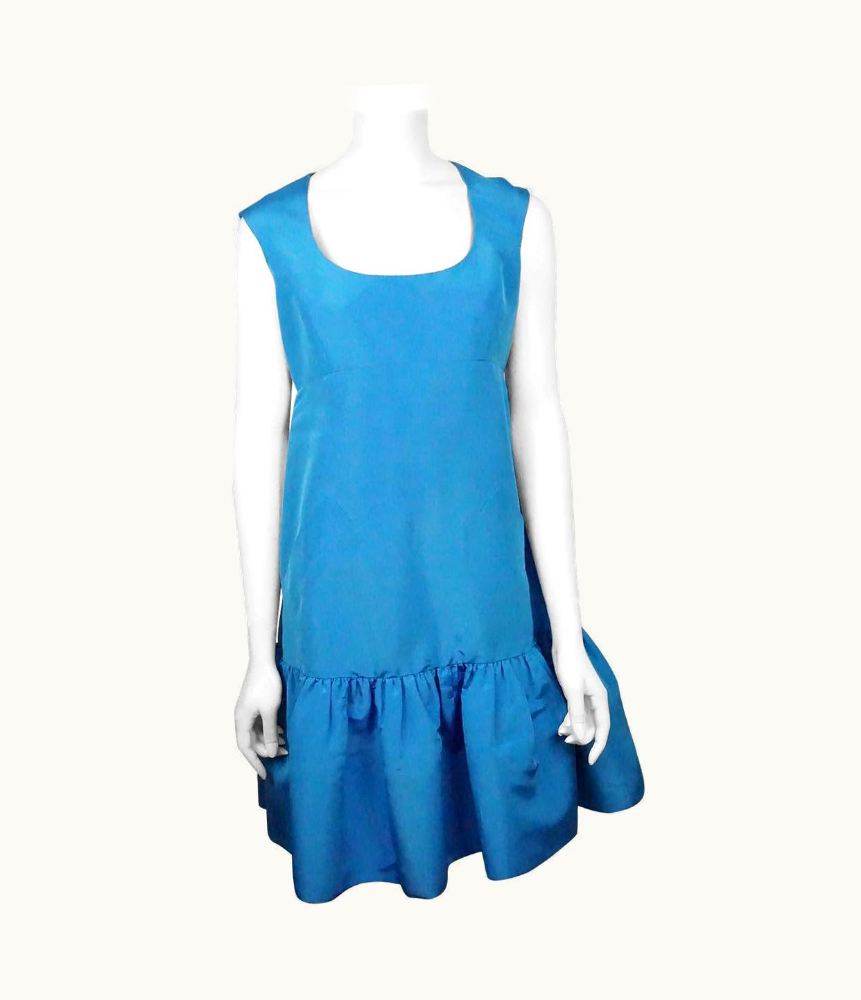 Oscar De La Renta Oscar De La Renta Blue WS/S Ruffle Bottom Dress