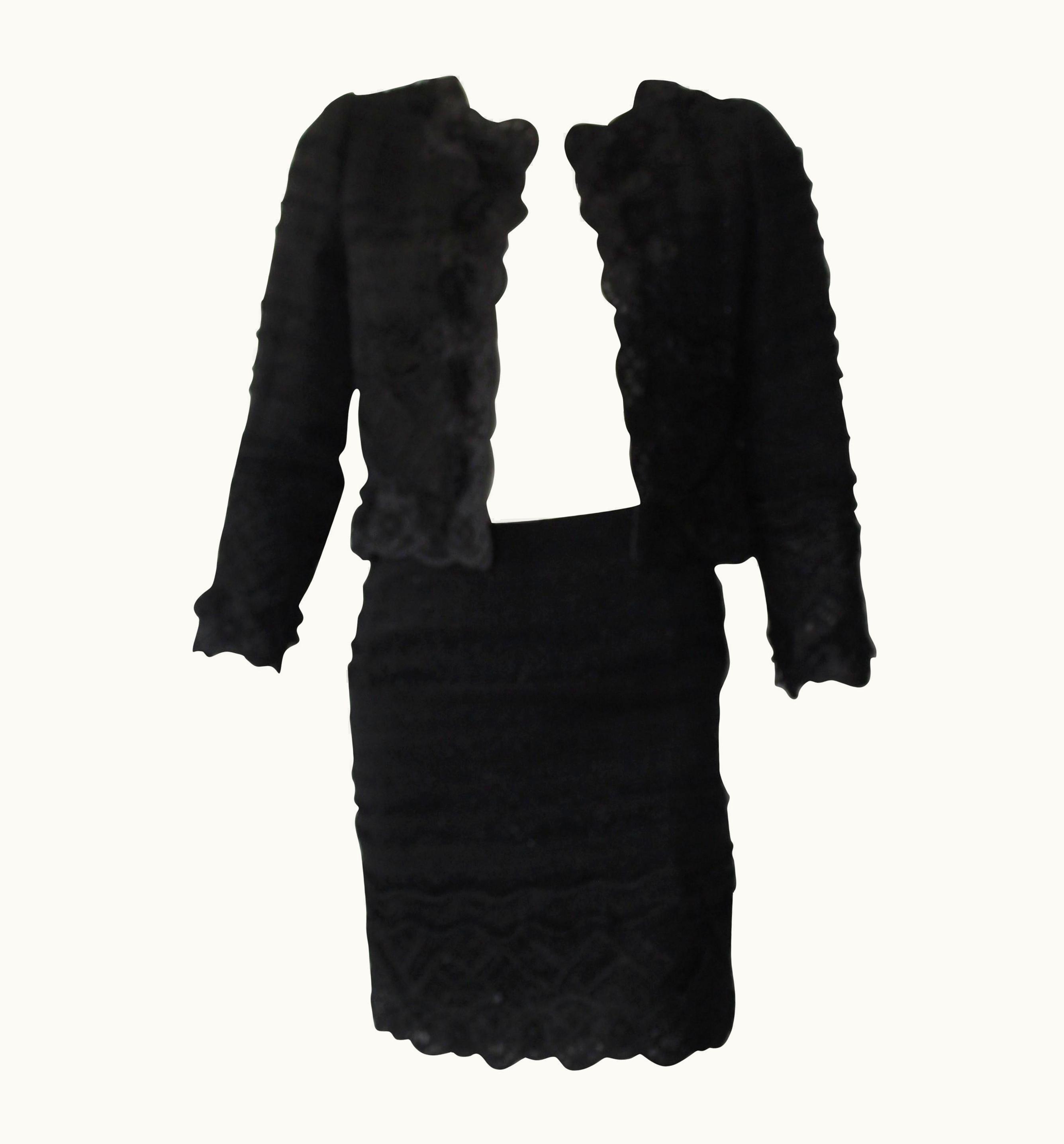 Oscar De La Renta Oscar De La Renta Black Skirt Suit Ensemble