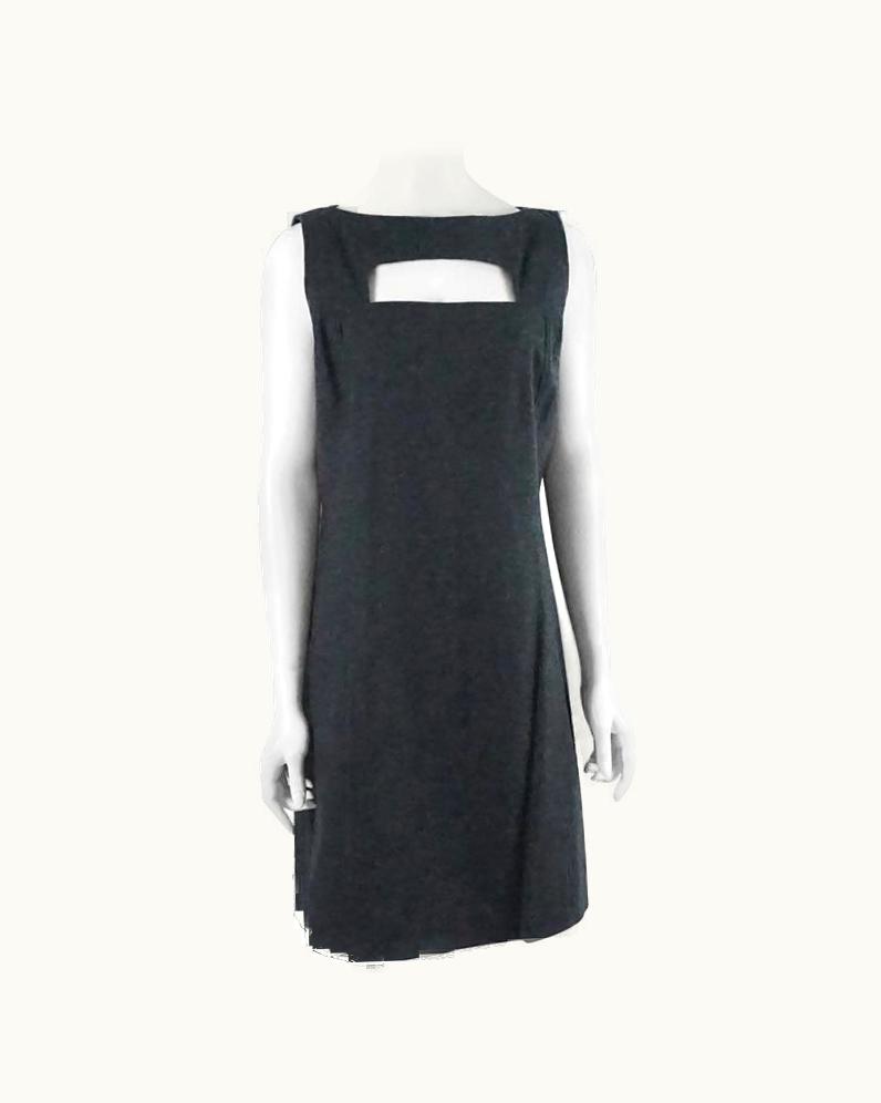 Oscar De La Renta Oscar De La Renta Charcoal Wool Sleeveless Shift Dress