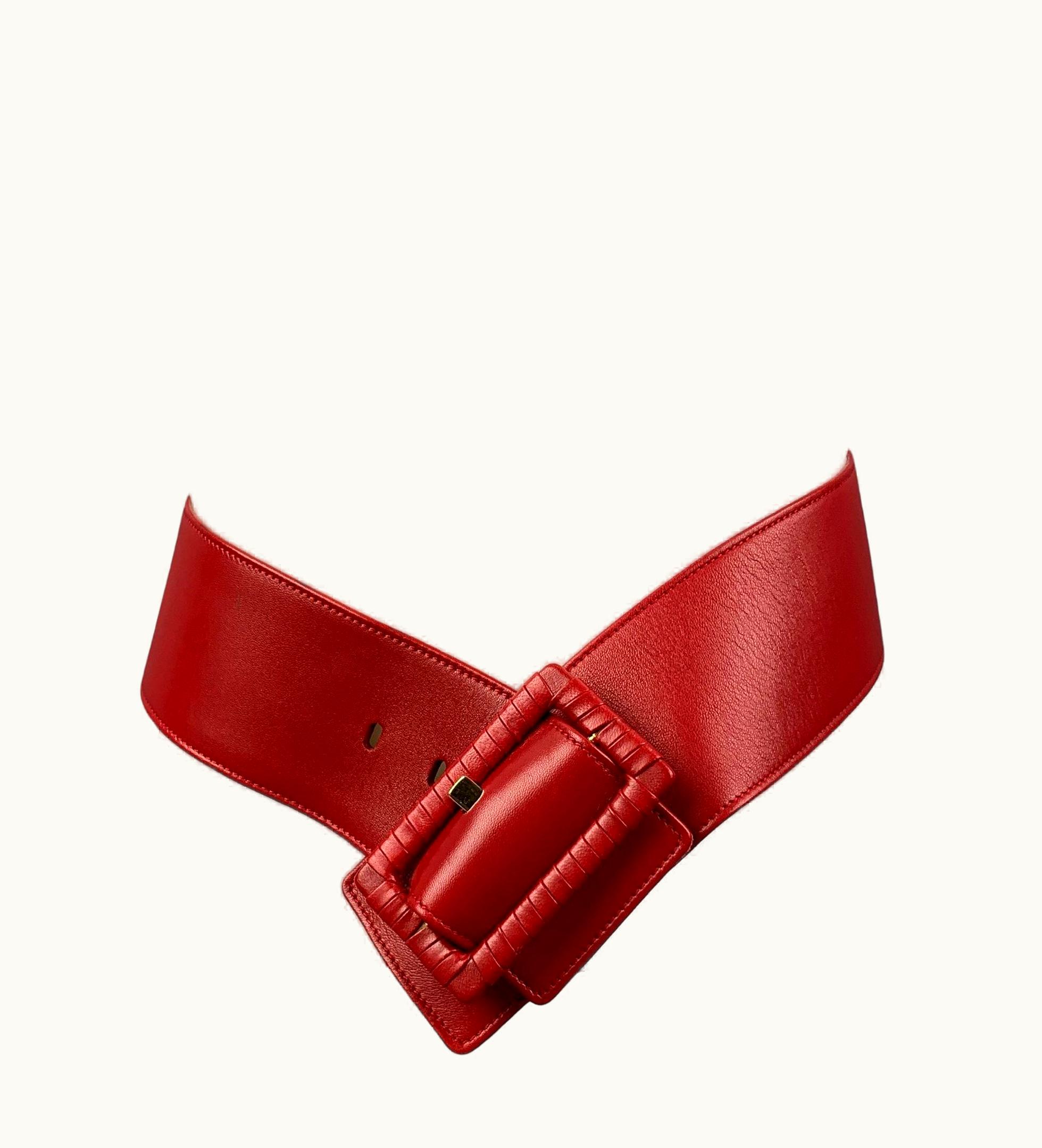 Oscar De La Renta Oscar De La Renta Waist Red Leather Belt