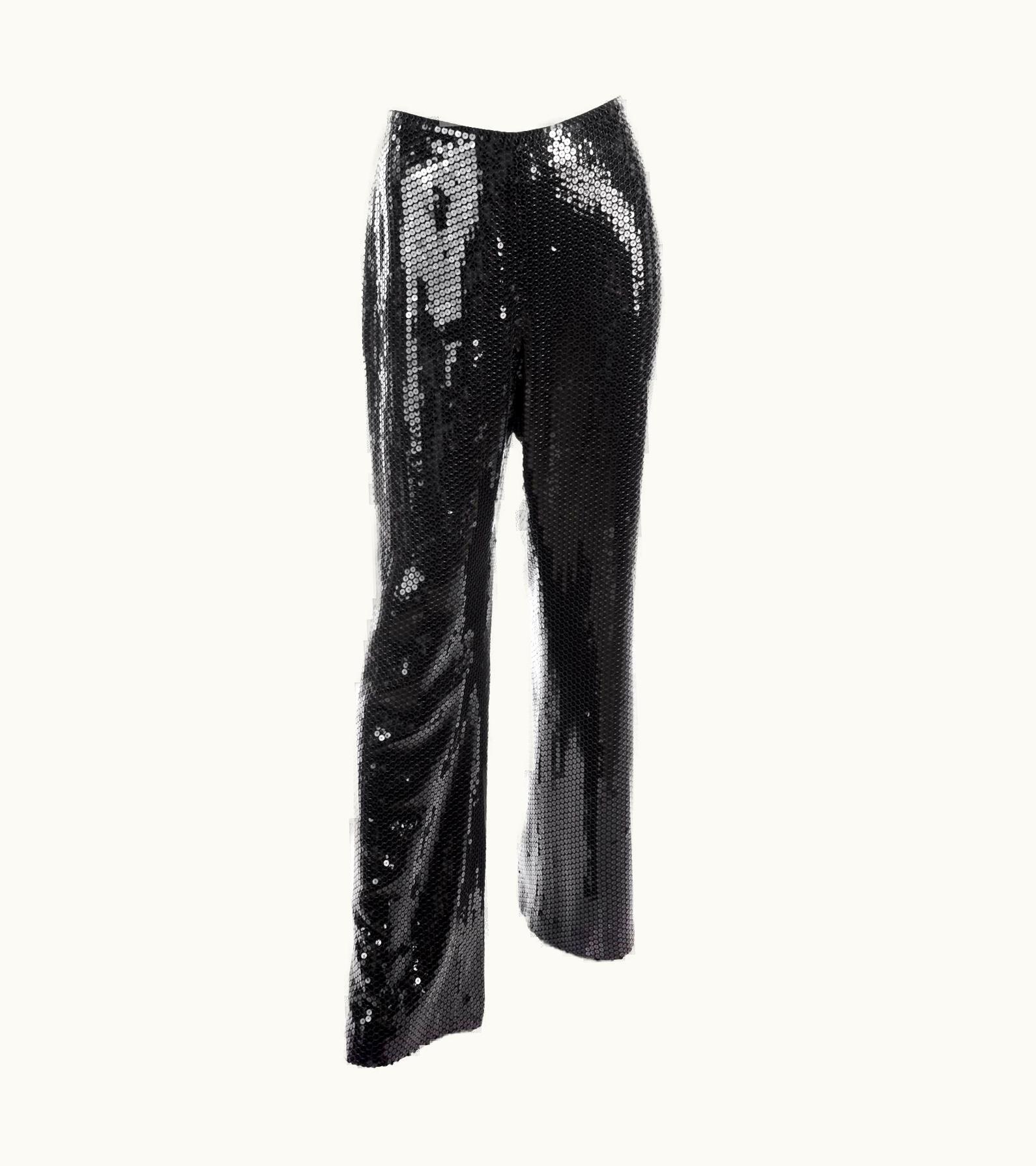 Oscar De La Renta Oscar De La Renta Black Silk Sequin Evening Pants