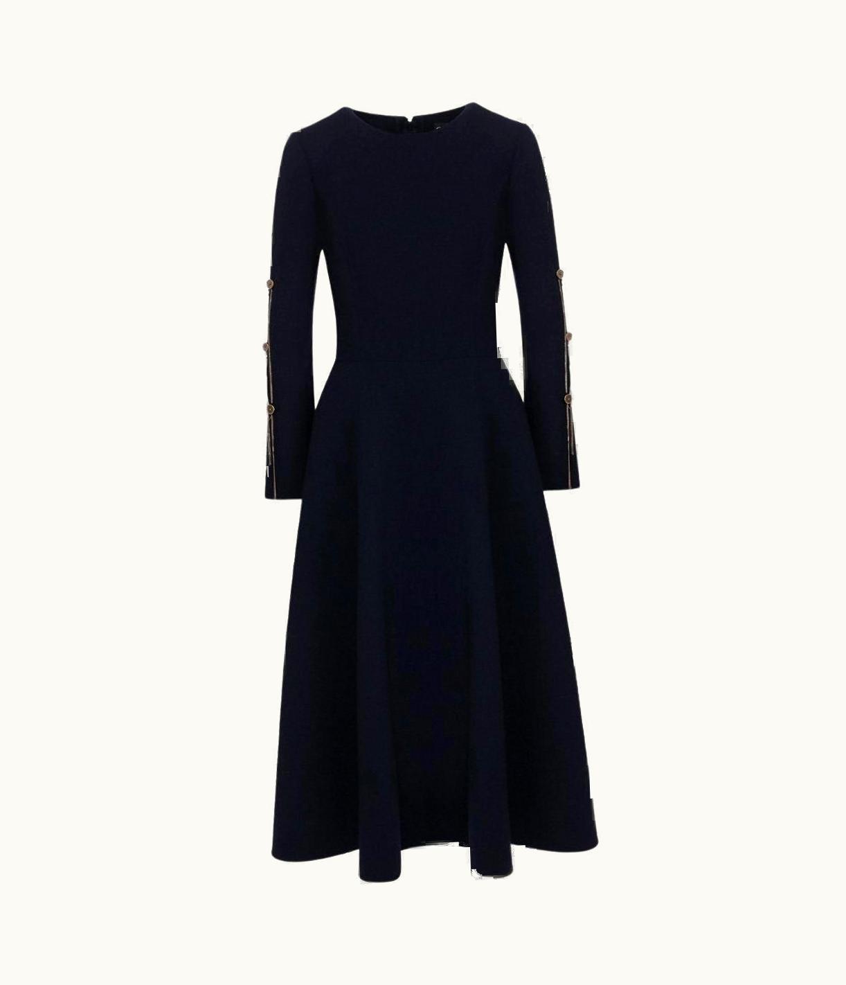 Oscar De La Renta Oscar De La Renta Dark Blue Wool-blend Midi Dress UZ0605183