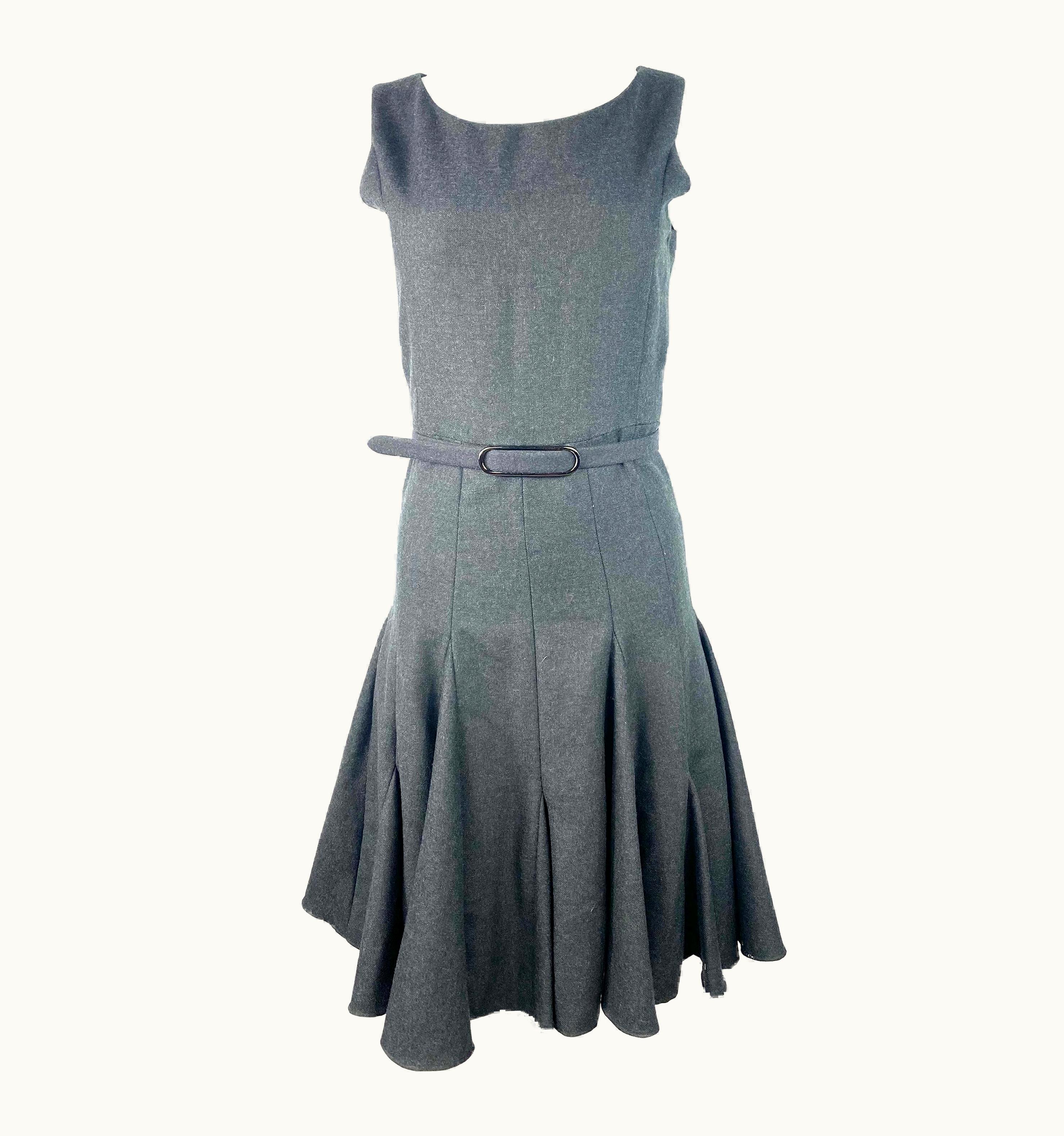 Oscar De La Renta Runway Oscar De La Renta Grey Wool Sleeveless Dress