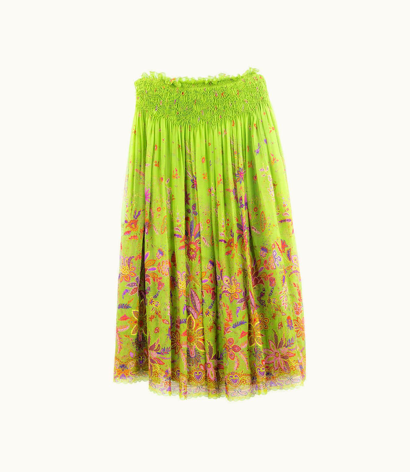 Oscar De La Renta Stunning Oscar De La Renta Embroidered Long Floral Pleated Silk Skirt