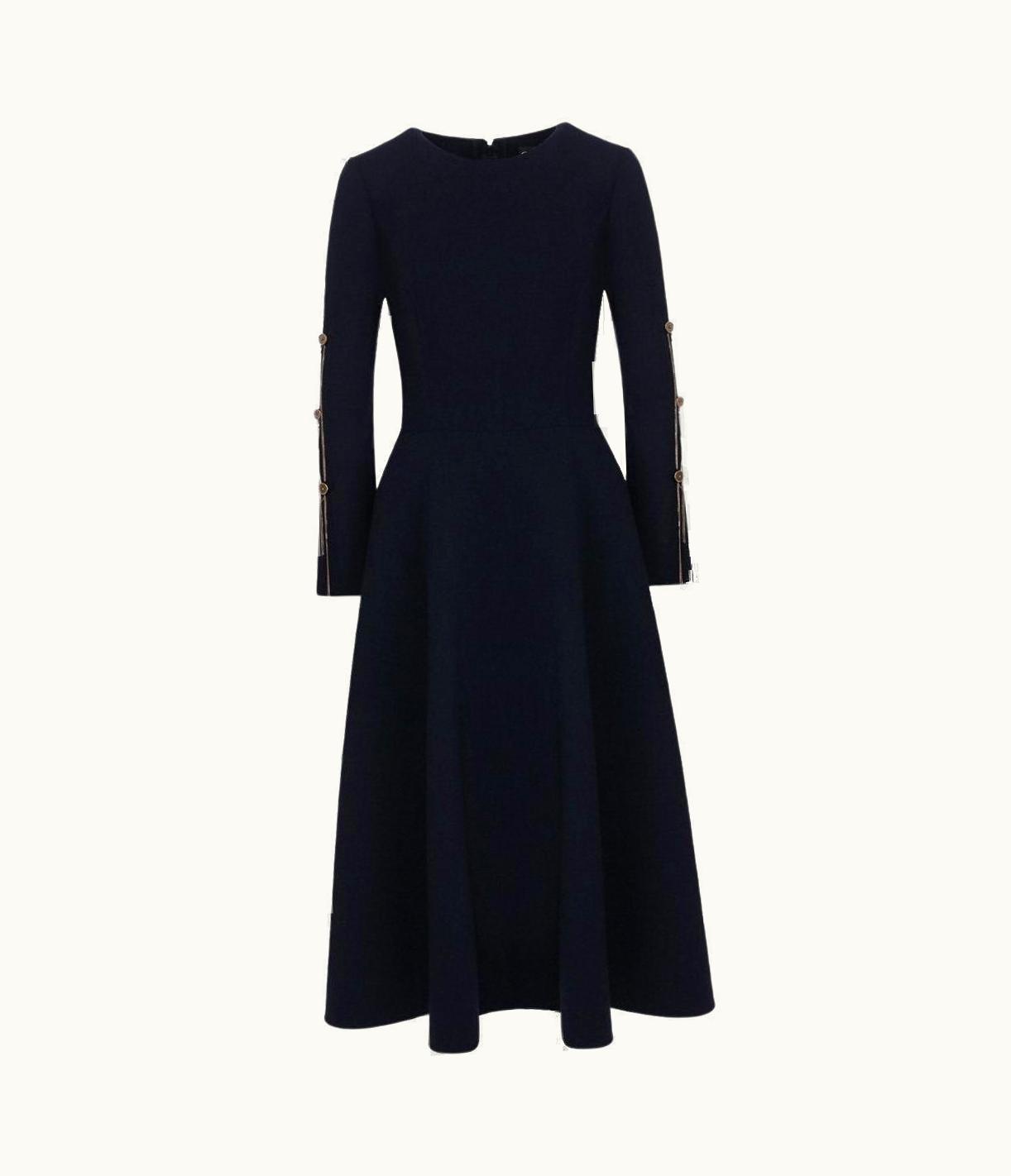 Oscar De La Renta Oscar De La Renta Dark Blue Wool-blend Midi Dress UZ0605189