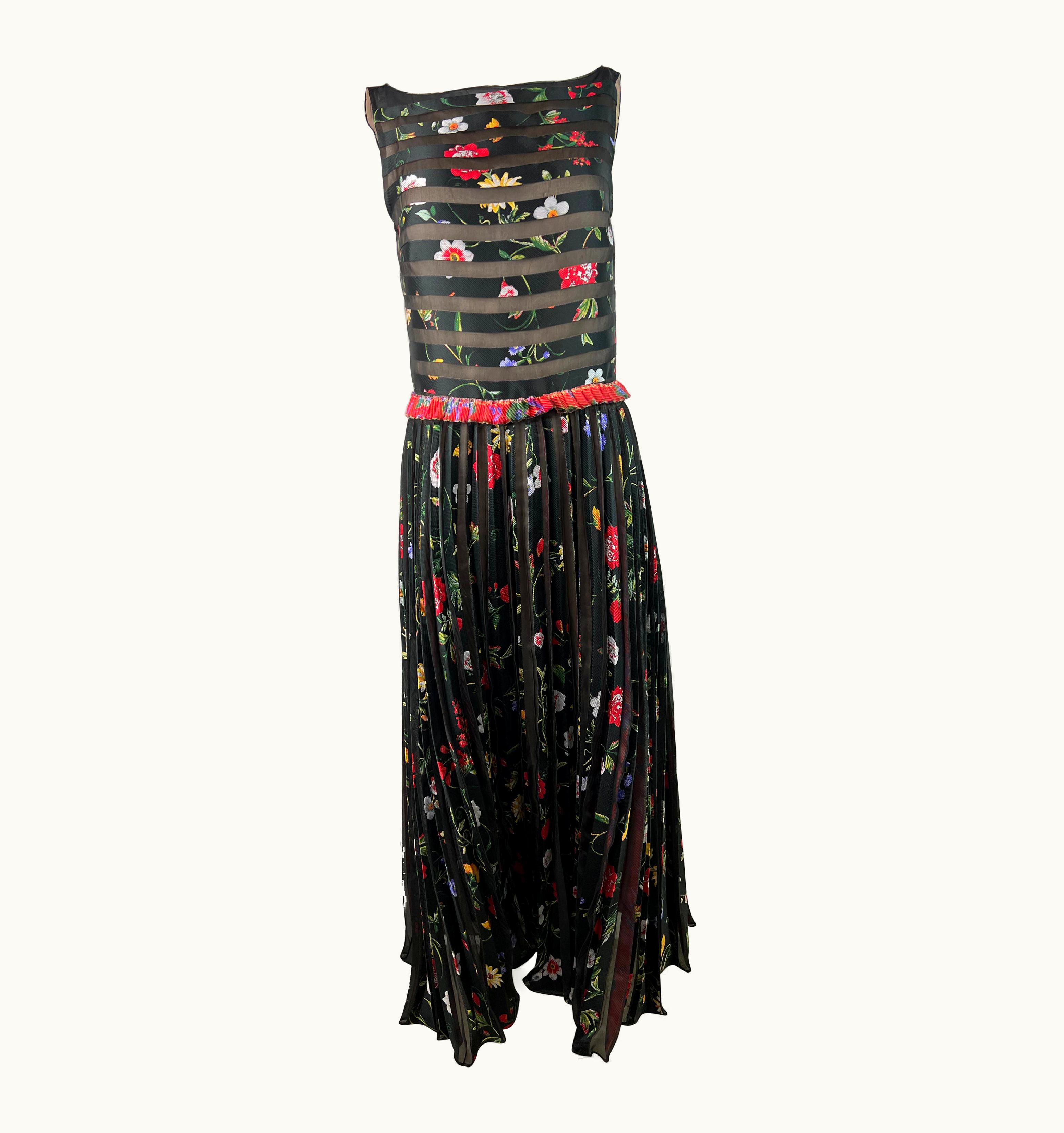 Oscar De La Renta Oscar De La Renta Black Floral Maxi Dress