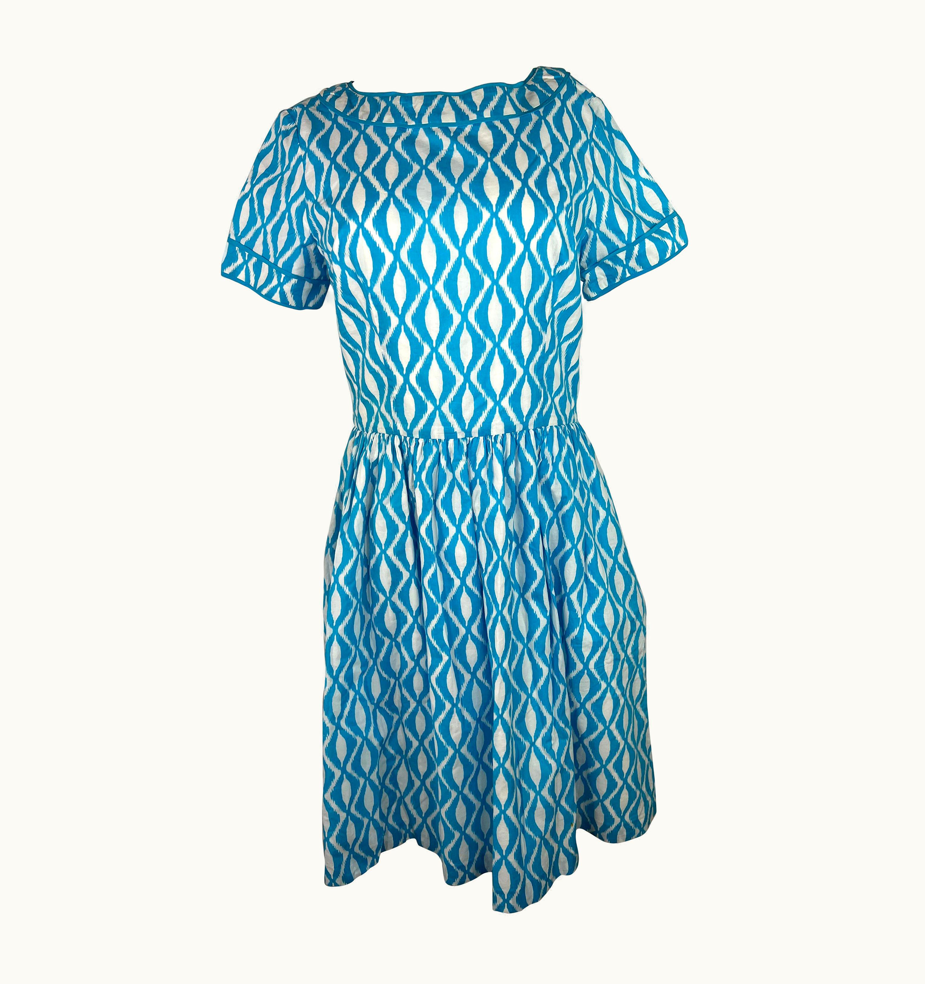 Oscar De La Renta Oscar De La Renta Blue And White Dress