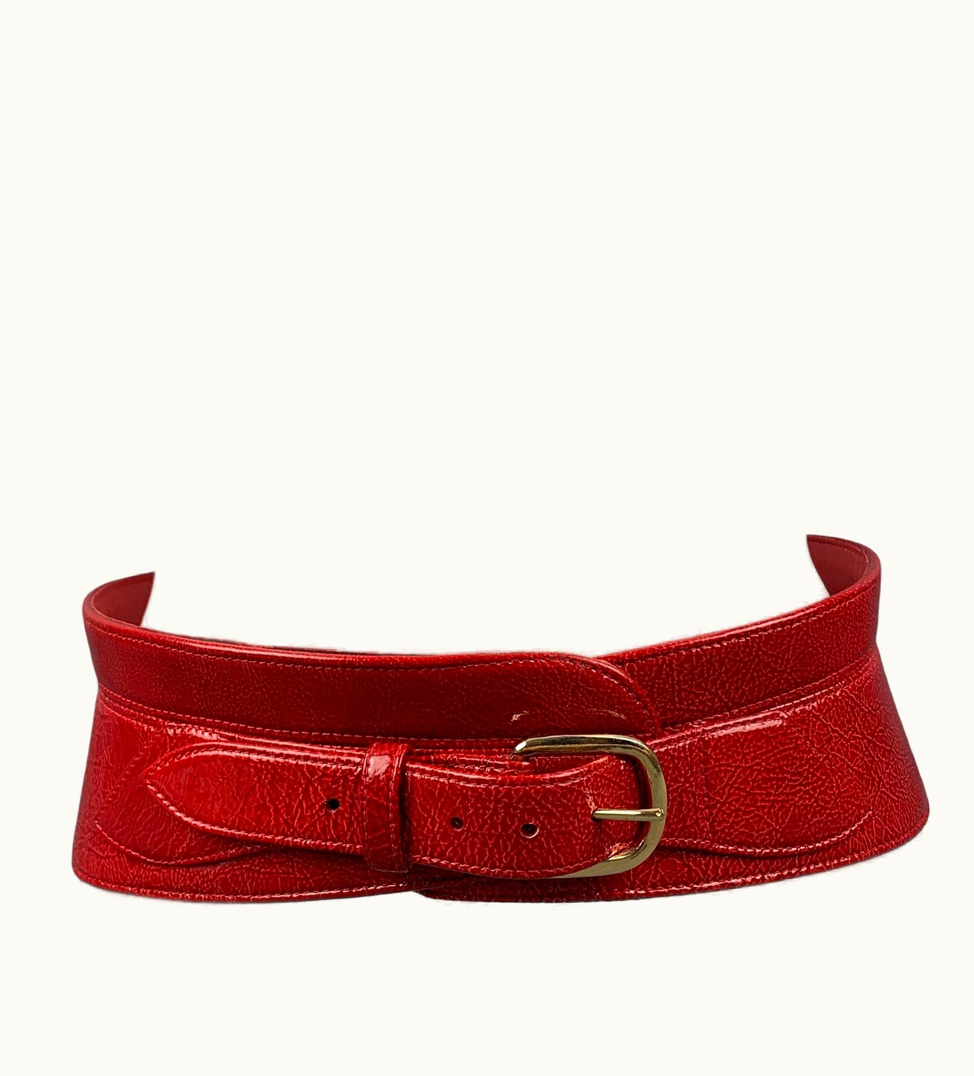 Oscar De La Renta Oscar De La Renta Waist Red Leather Corset Belt