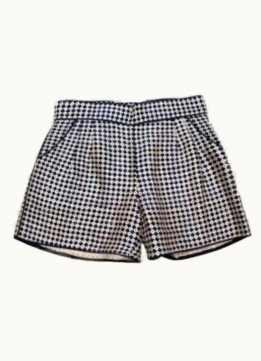 Oscar De La Renta Oscar De La Renta Cream & Blue Tile Print Silk Twill Shorts