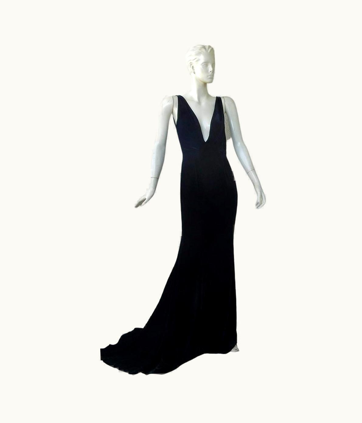 Oscar De La Renta Oscar De La Renta Deco Inspired Lush Black Velvet Dress Gown Nwt